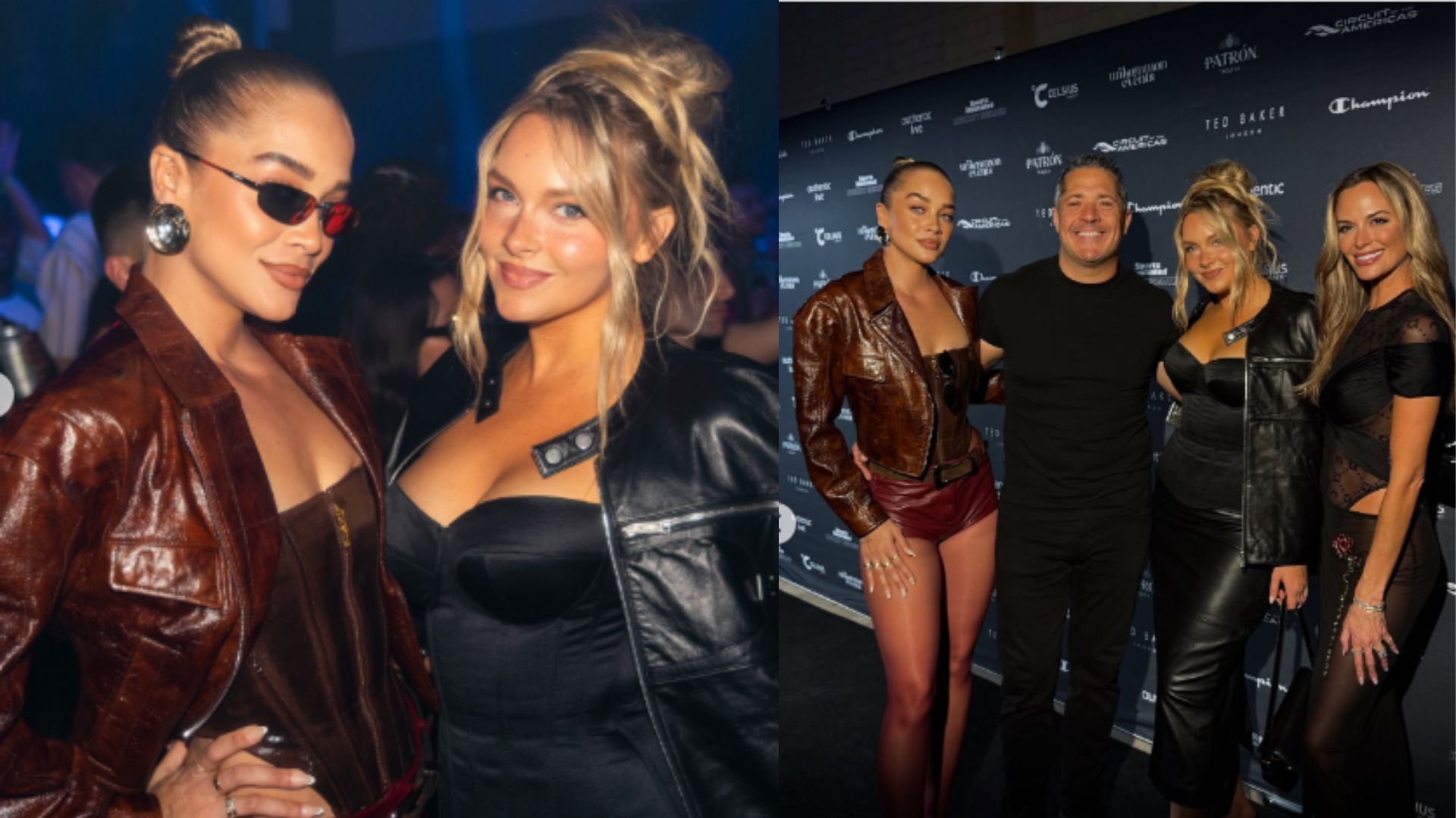 Kostek and Sanders posed for photos at the Formula 1 race. (Photos via Camille Kostek&#039;s Instagram Story)