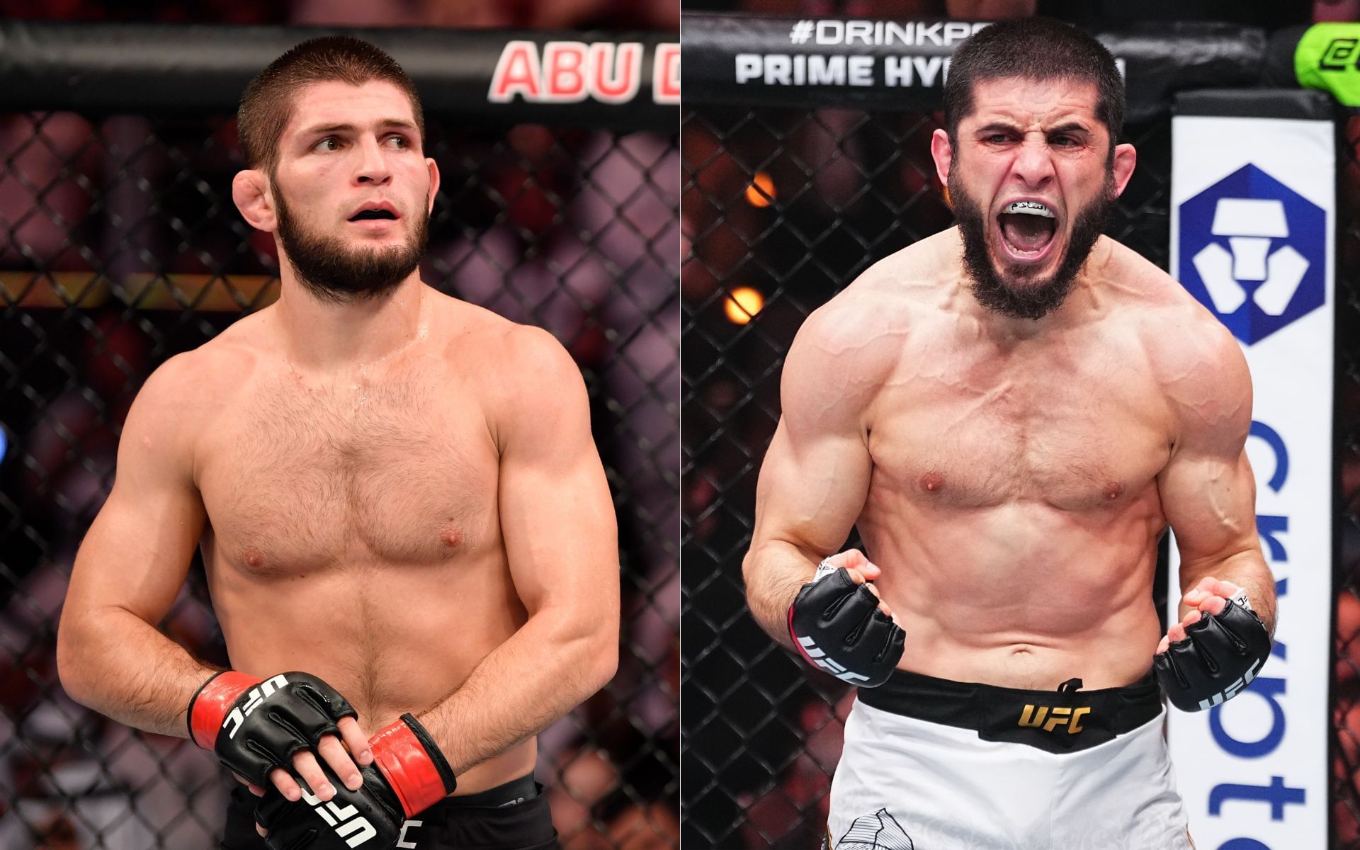 Khabib Nurmagomedov (left) and Islam Makhachev (right) are widely regarded the greatest UFC lightweights of all time. [Images courtesy: Getty Images]