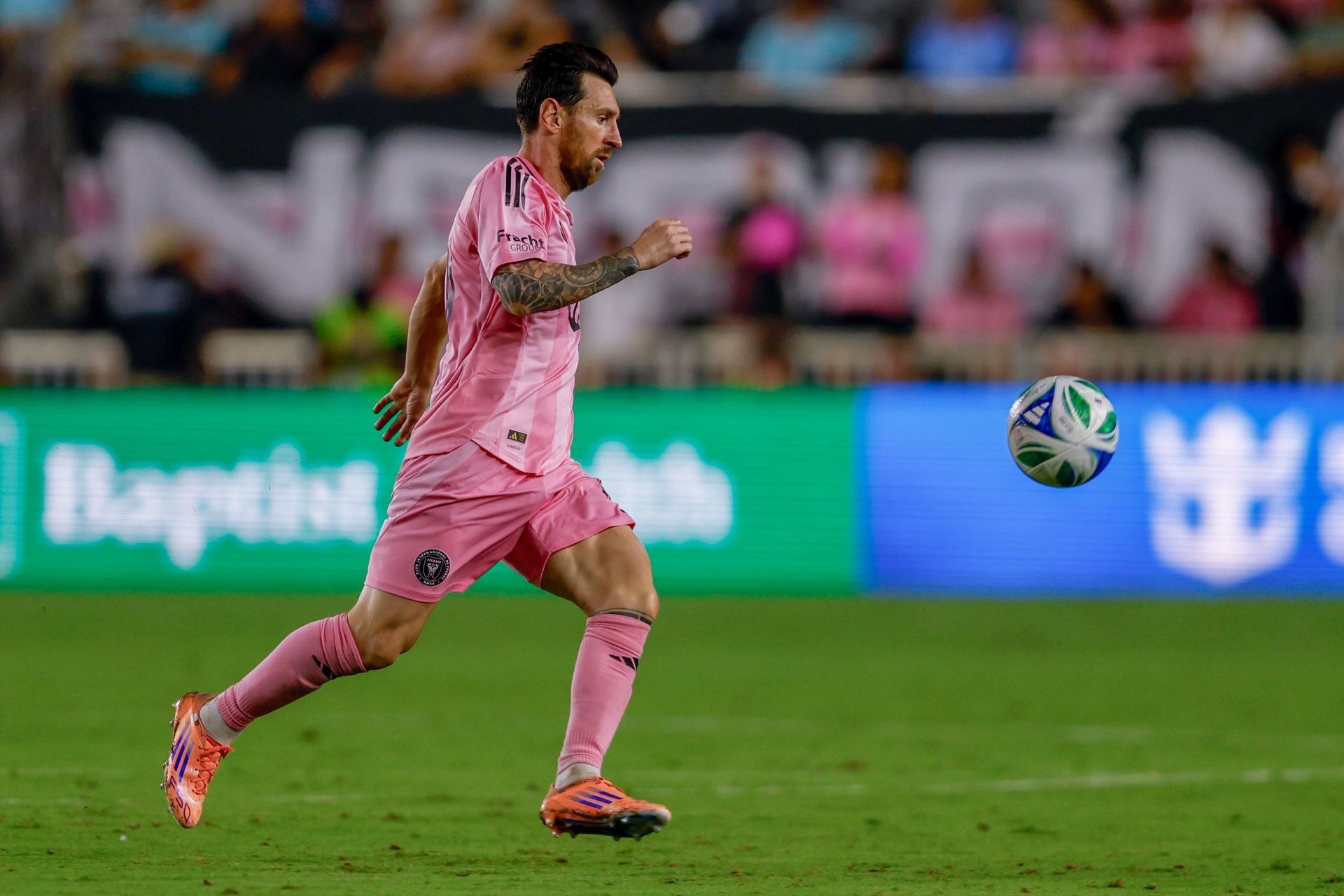 Argentina captain Lionel Messi is an international teammate of Chelsea&#039;s Enzo Fernandez (not in pic).