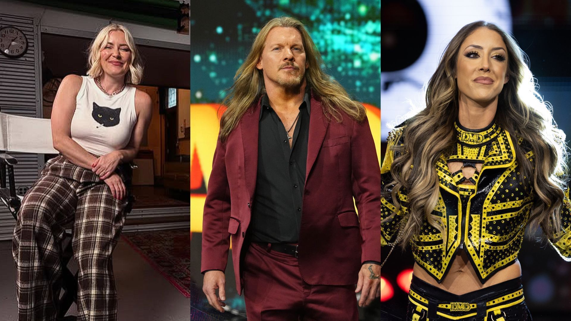 Chris Jericho, Britt Baker, and Renee Paquette are major figures within AEW [photo: allelitewrestling.com and Renee