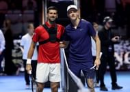 Novak Djokovic and Jannik Sinner pictured at the 2025 Six Kings Slam | Image Source: Getty
