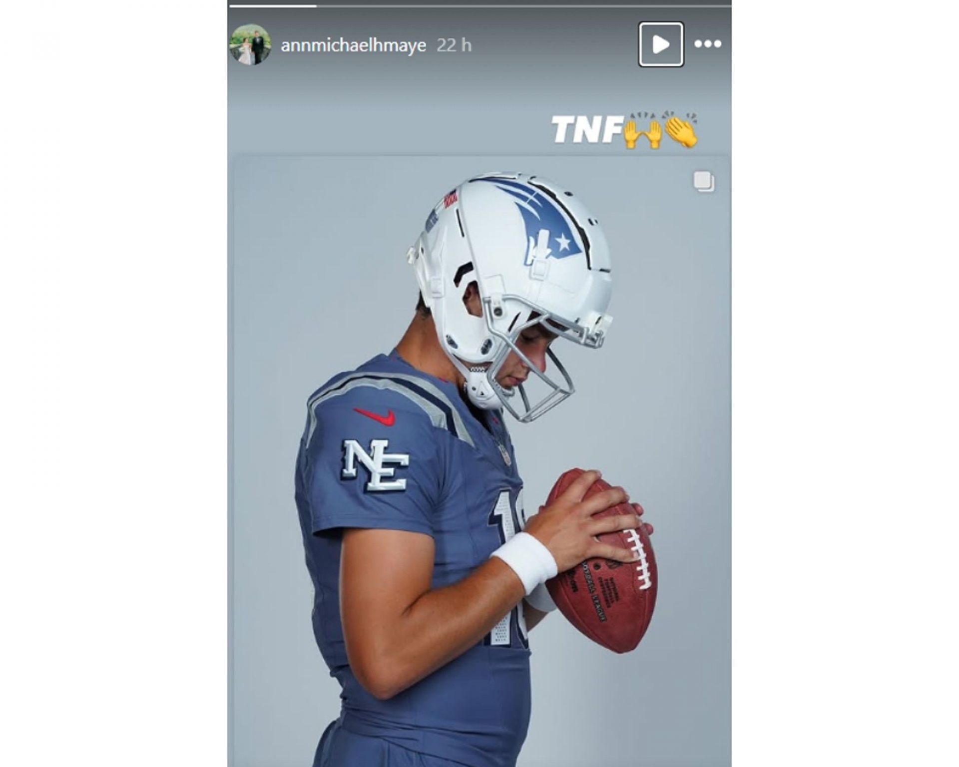 Drake Maye's wife Ann Michael's IG story@annmichaelhmaye