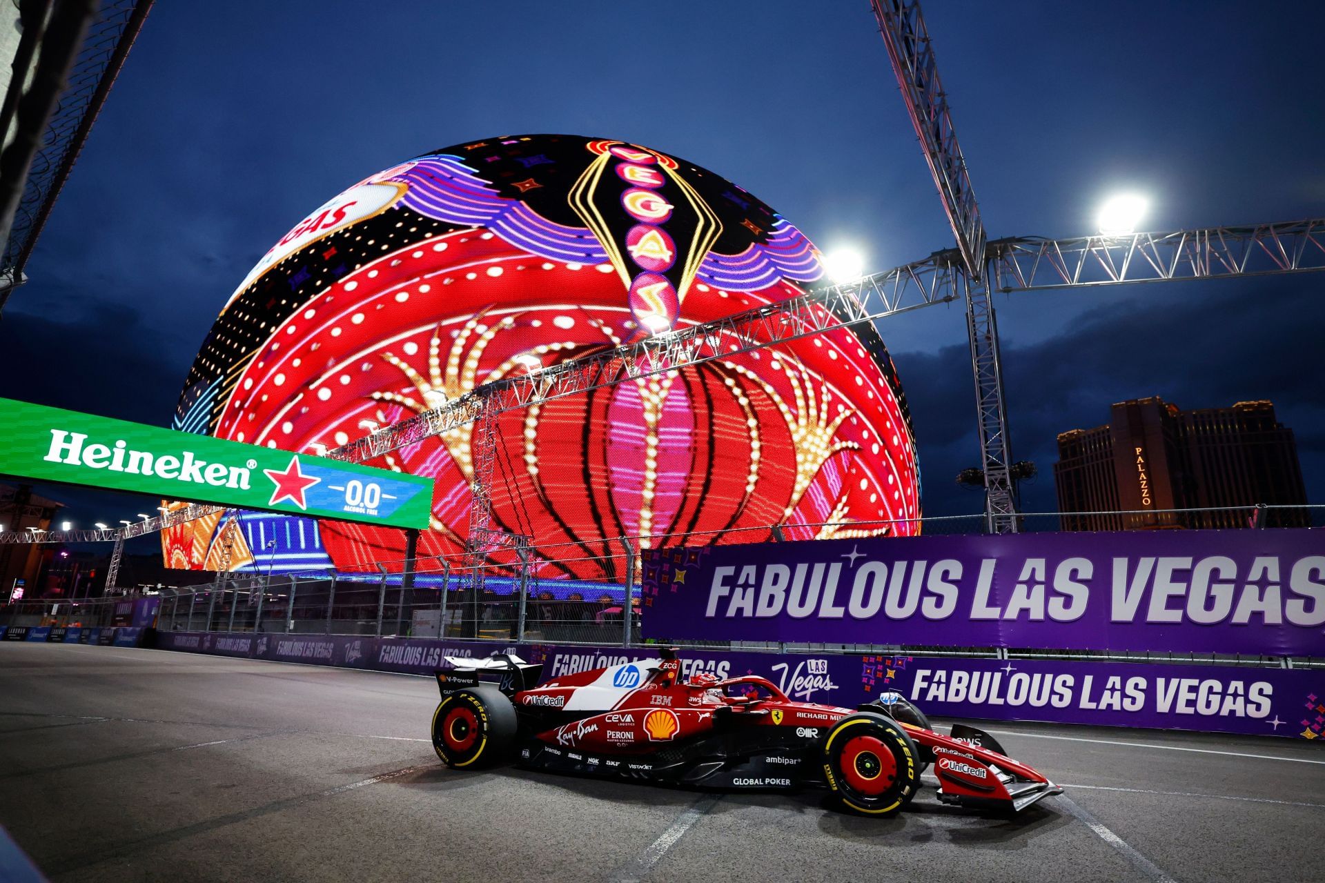 Charles Leclerc during practice - Las Vegas Grand Prix - Source: Getty