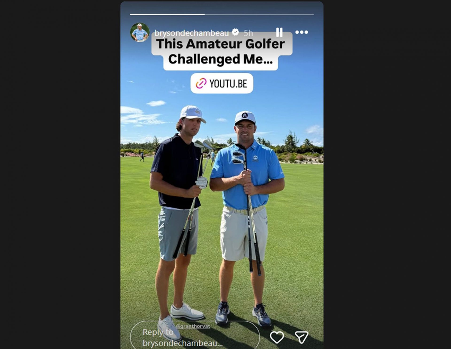 Bryson DeChambeau gets &lsquo;challenged&rsquo; by an &lsquo;amateur golfer&rsquo;/@brysondechambeau