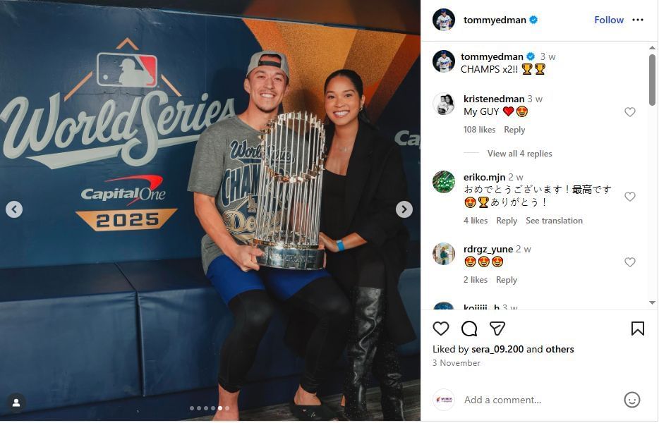 (Image source- Tommy Edman/ Instagram)