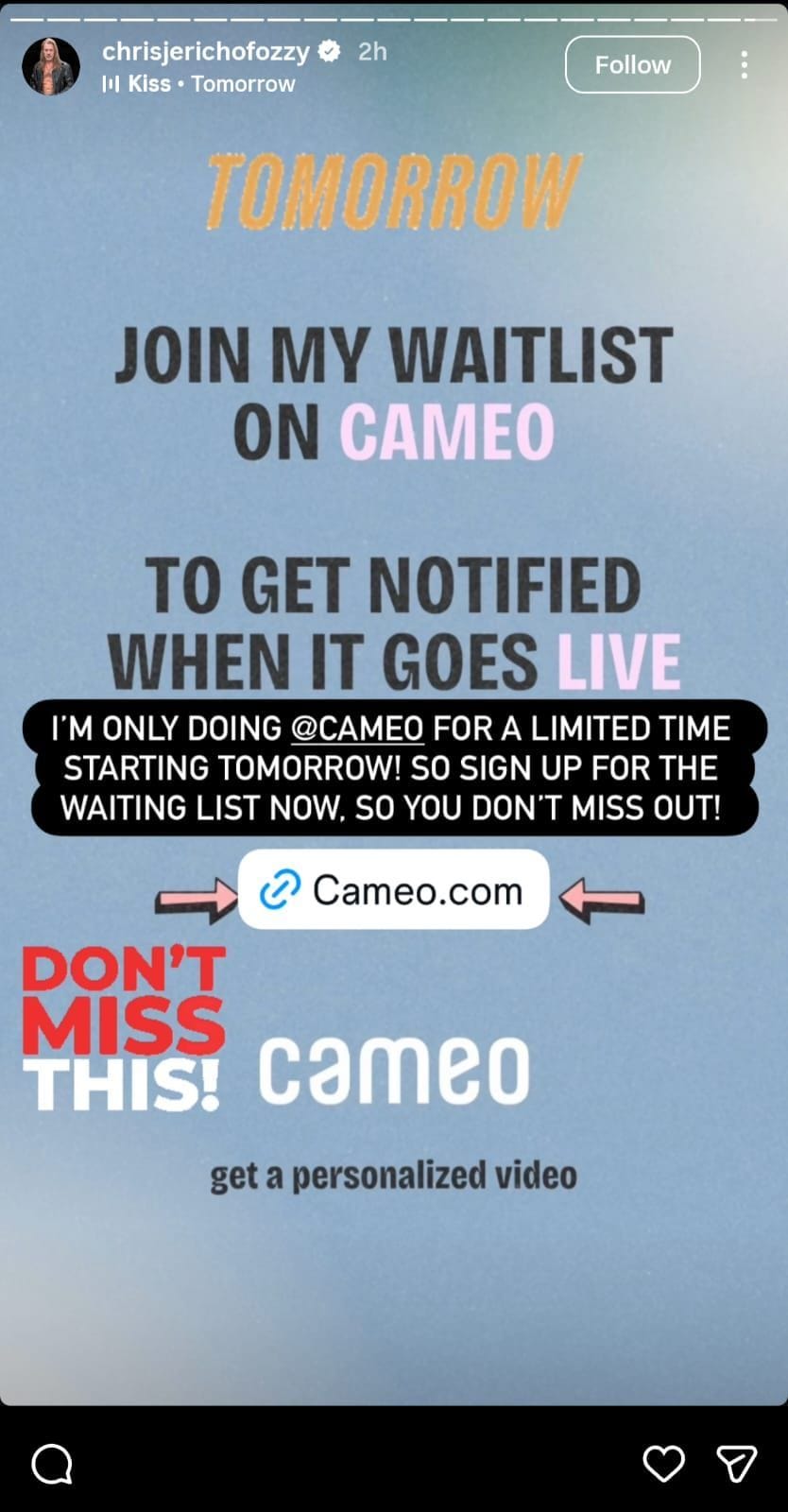 [Image credit: Screengrab of Jericho&#039;s Instagram story]