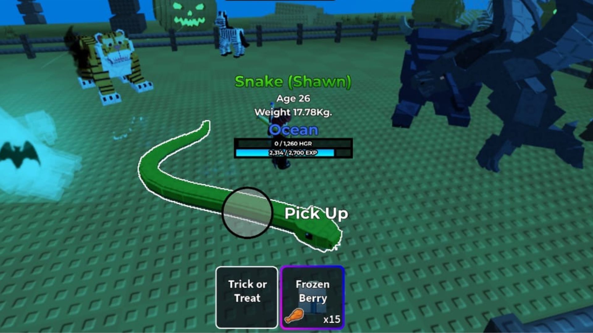 A Snake with the Ocean mutation (Image via Roblox)