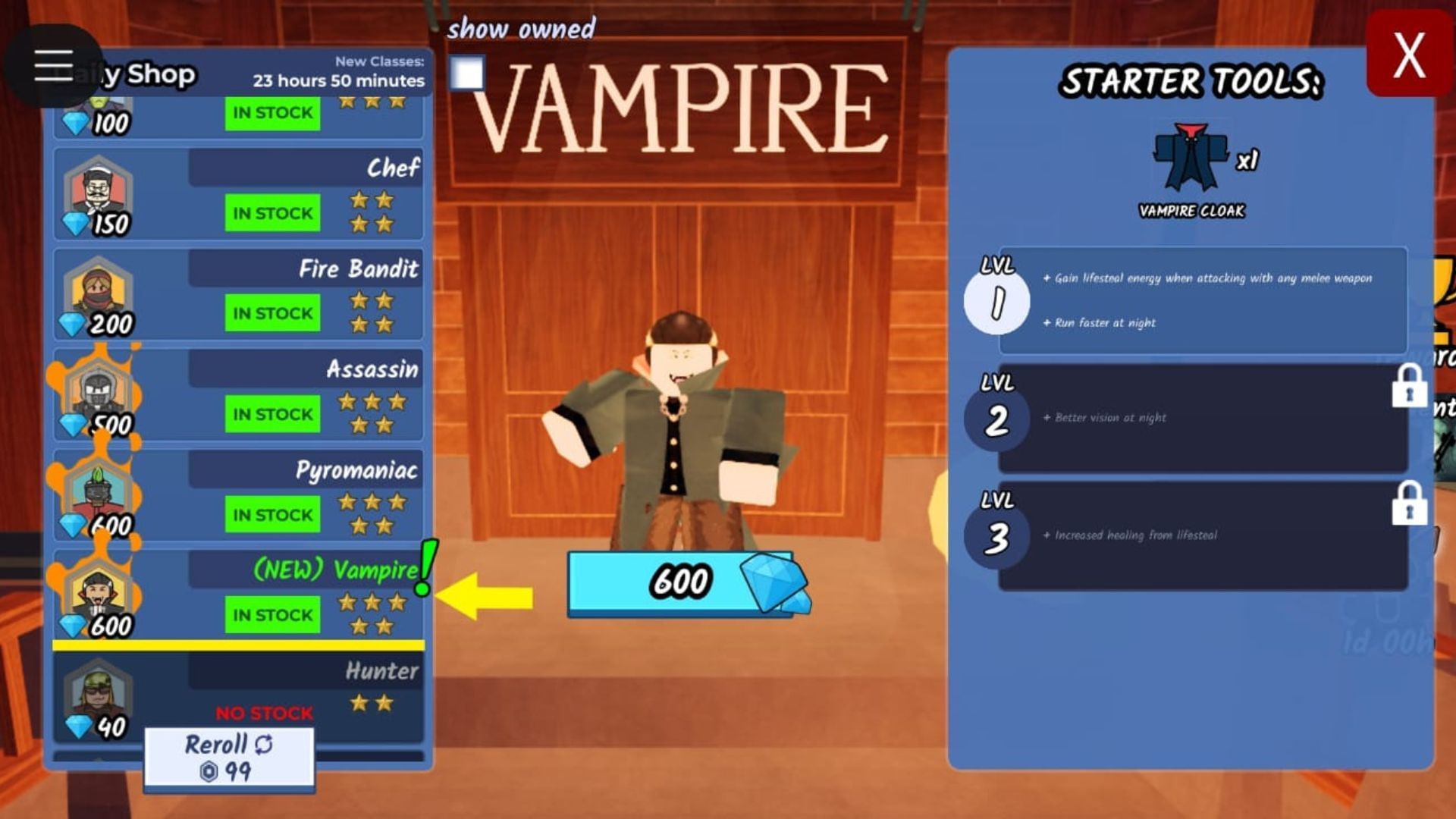 The Vampire Class (Image via Roblox)