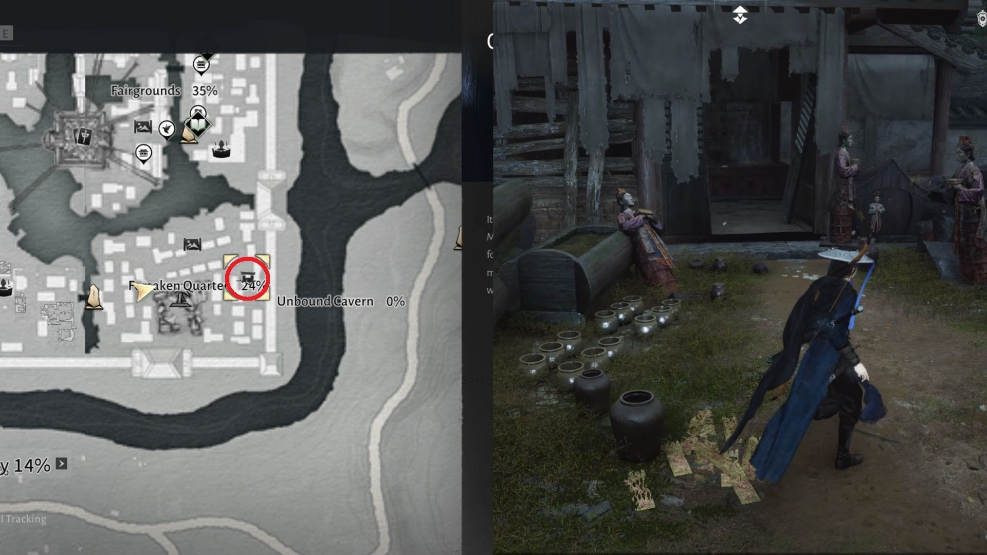 How to unlock Ghostlight Market in Where Winds Meet 2 Coffin Shop Location (Image via NetEase)