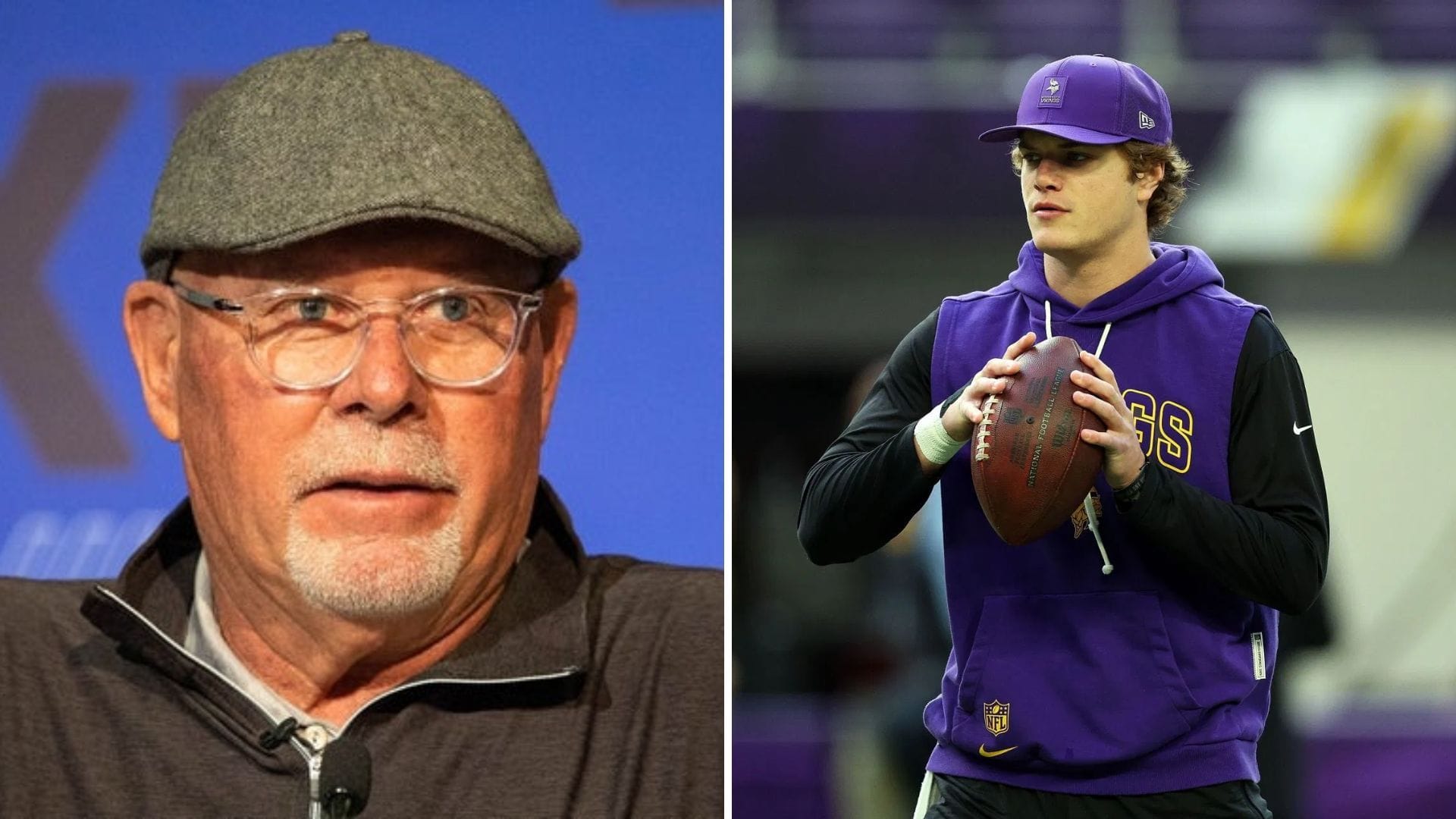 Bruce Arians and JJ McCarthy (Credits: Imagn and Getty)