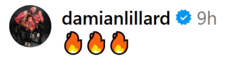 Damian Lillard&#039;s comment on Sophie Cunningham&#039;s post. (Photo: @sophie_cham on Instagram)