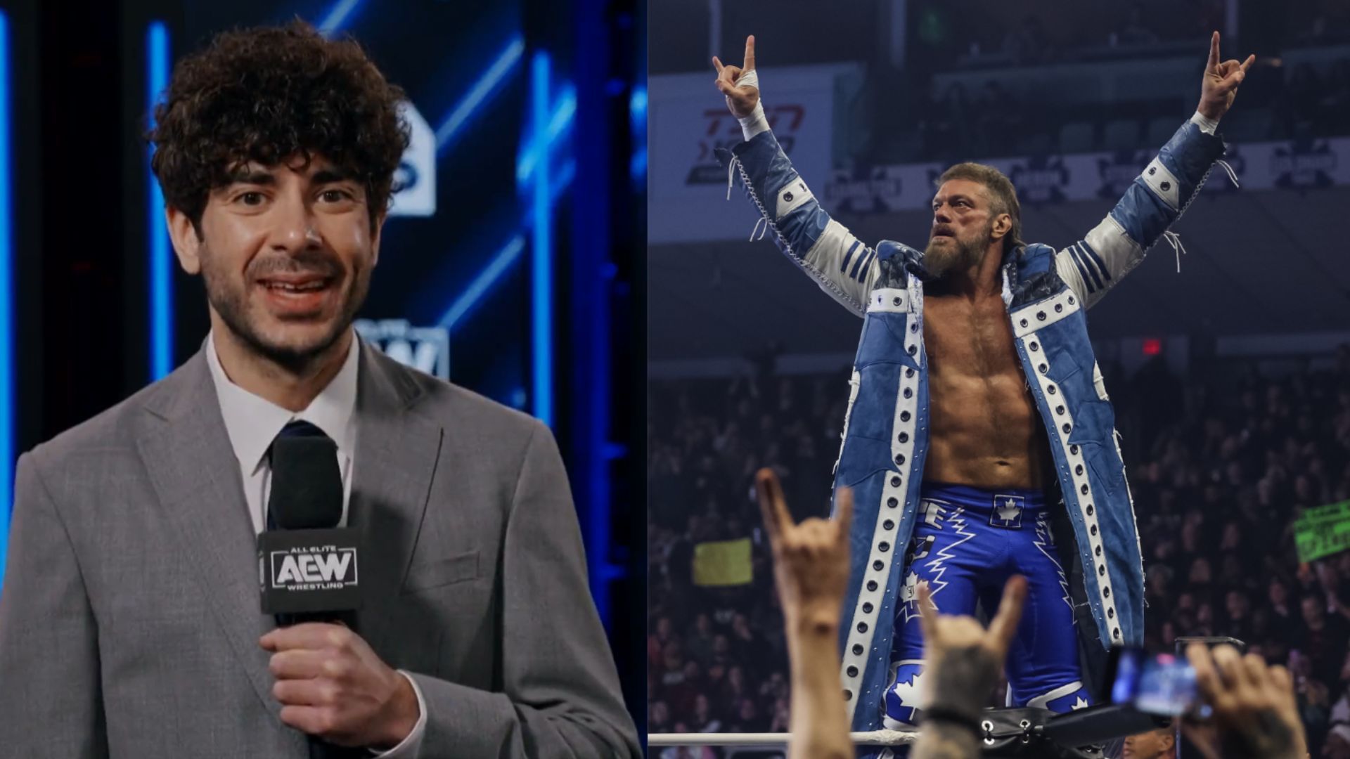 Tony Khan (left) / Former AEW TNT Champion Adam Copeland (right) [Image Credits: AEW