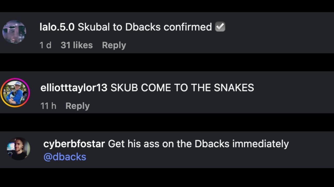 Screenshot of fans&#039; comments on Instagram (Image from - Instagram.com/@suns)