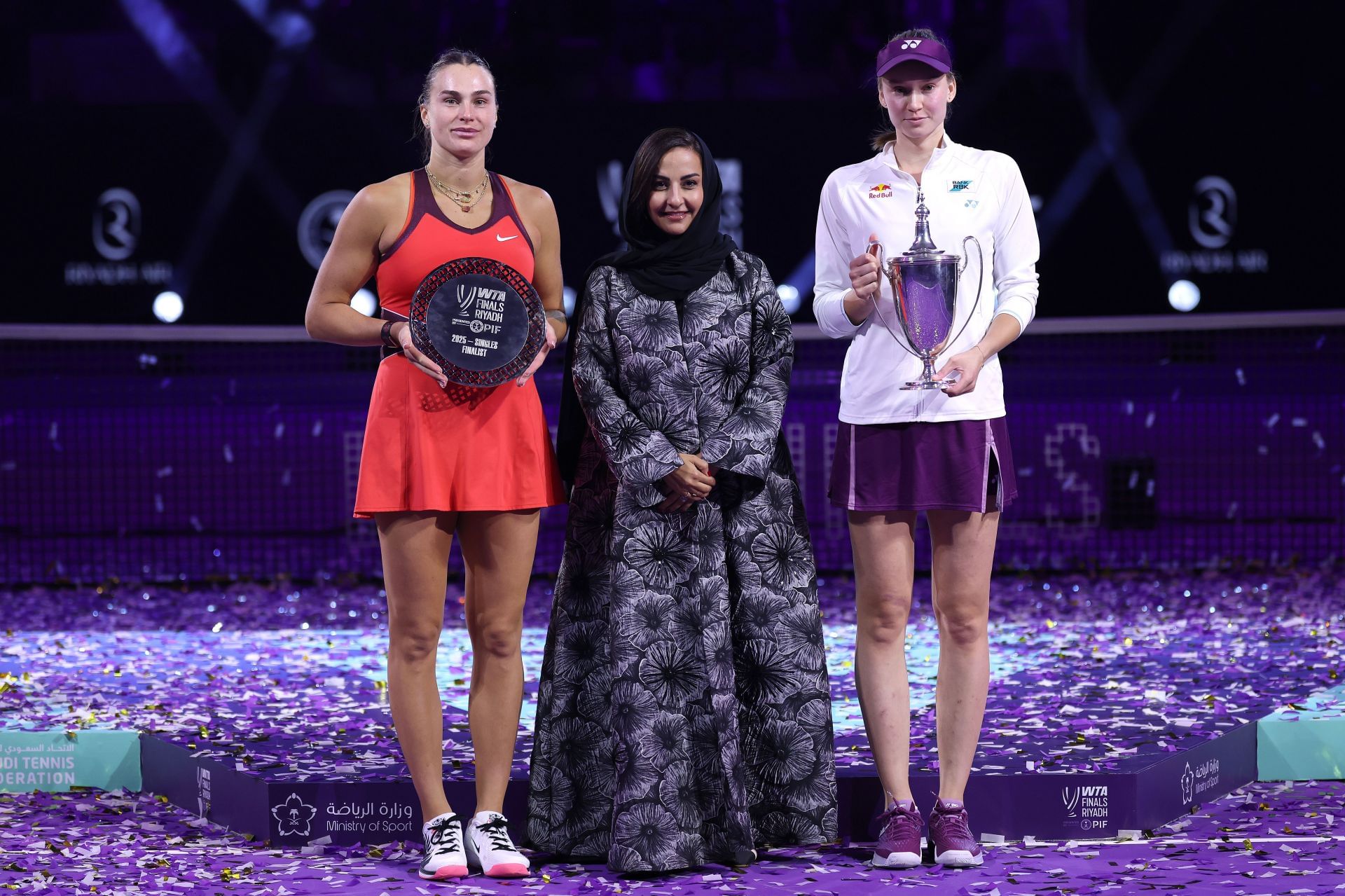 Aryna Sabalenka and Elena Rybakina at the WTA Finals 2025 - Source: Getty