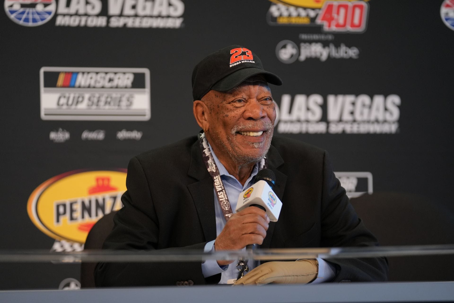 Morgan Freeman at the AUTO: MAR 16 NASCAR Cup Series Pennzoil 400 (Image via Getty)