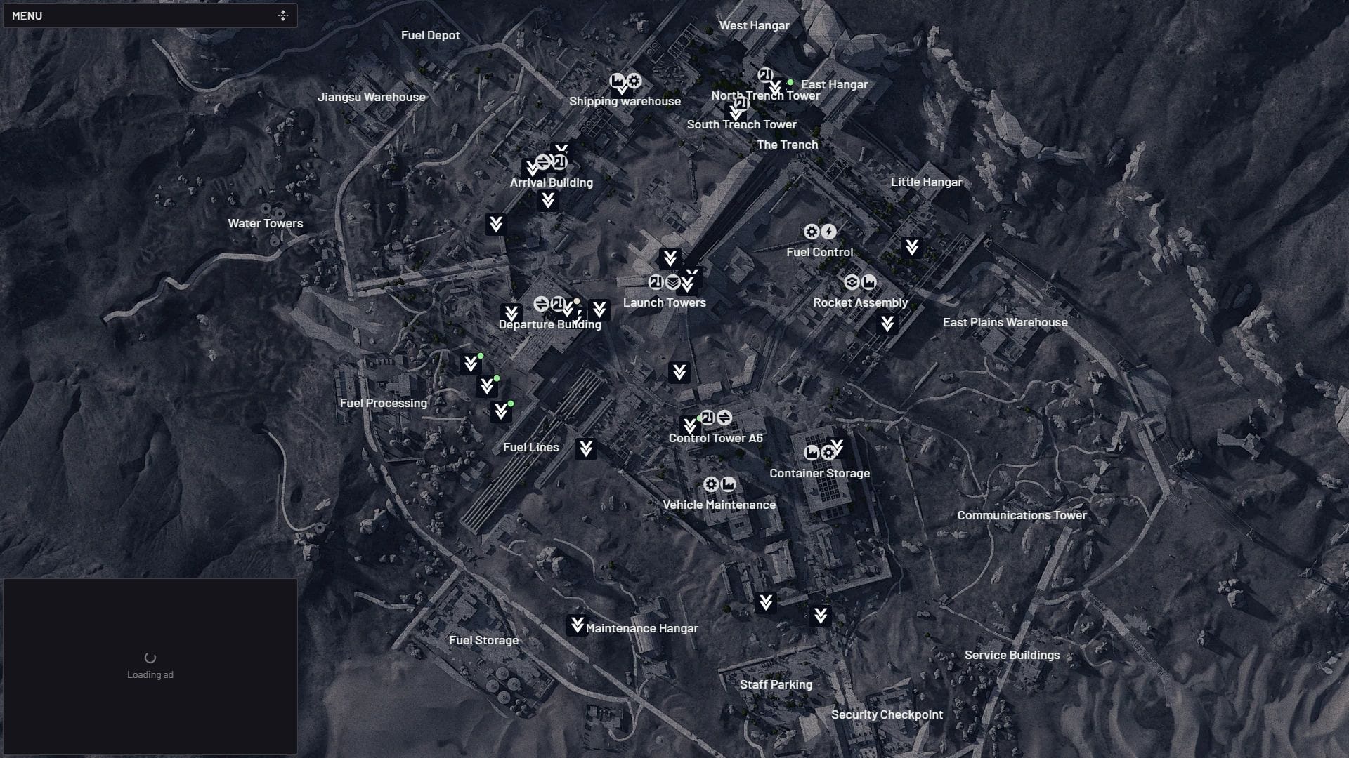 All weapon case locations in Spaceport (Image via arcraidersmaps.app)