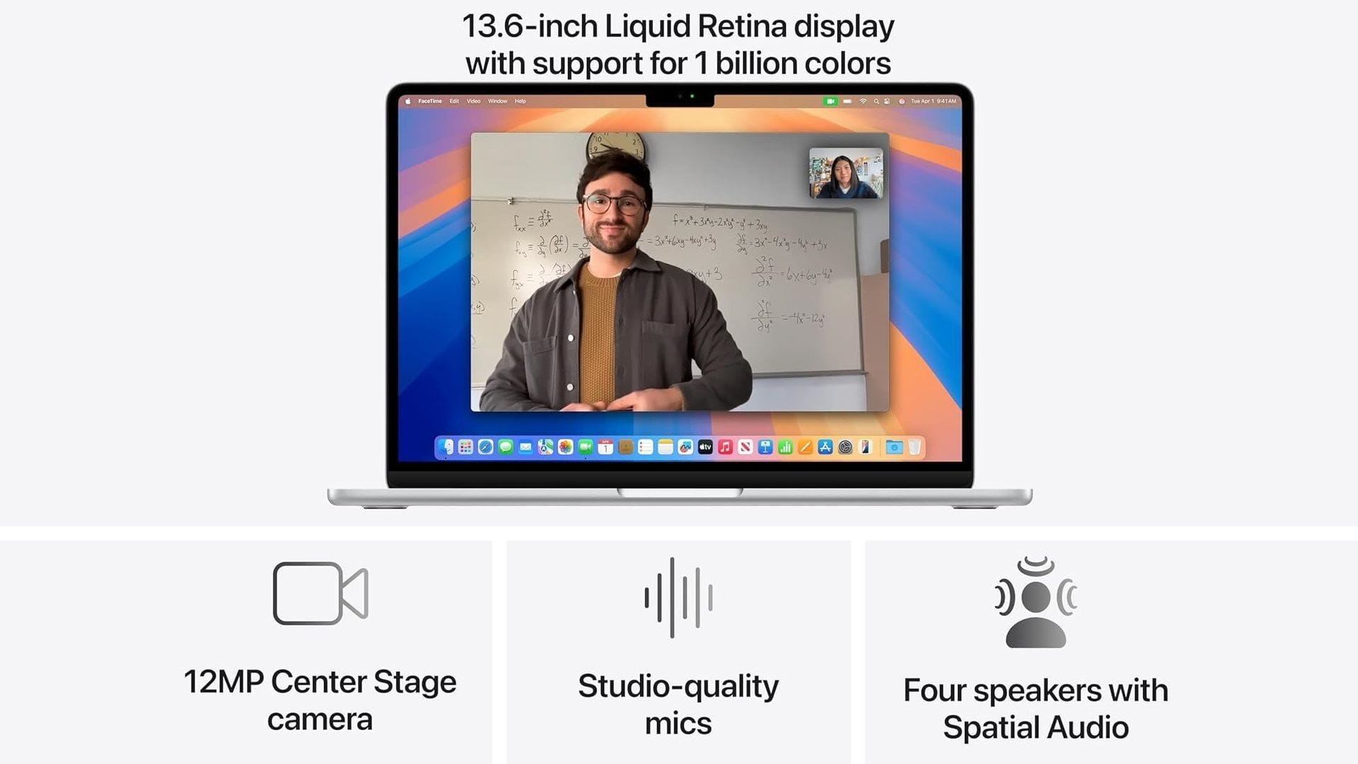 The MacBook Air 2025 model has a great display, camera, and mic (Image via Apple)