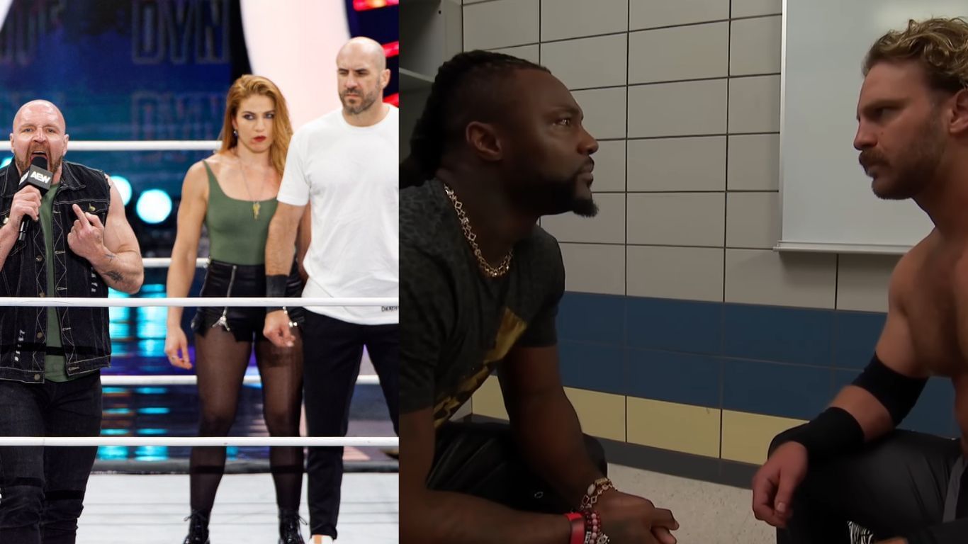 The Death Riders (left), Hangman Page and Swerve Strickland (right) [Images via Claudio