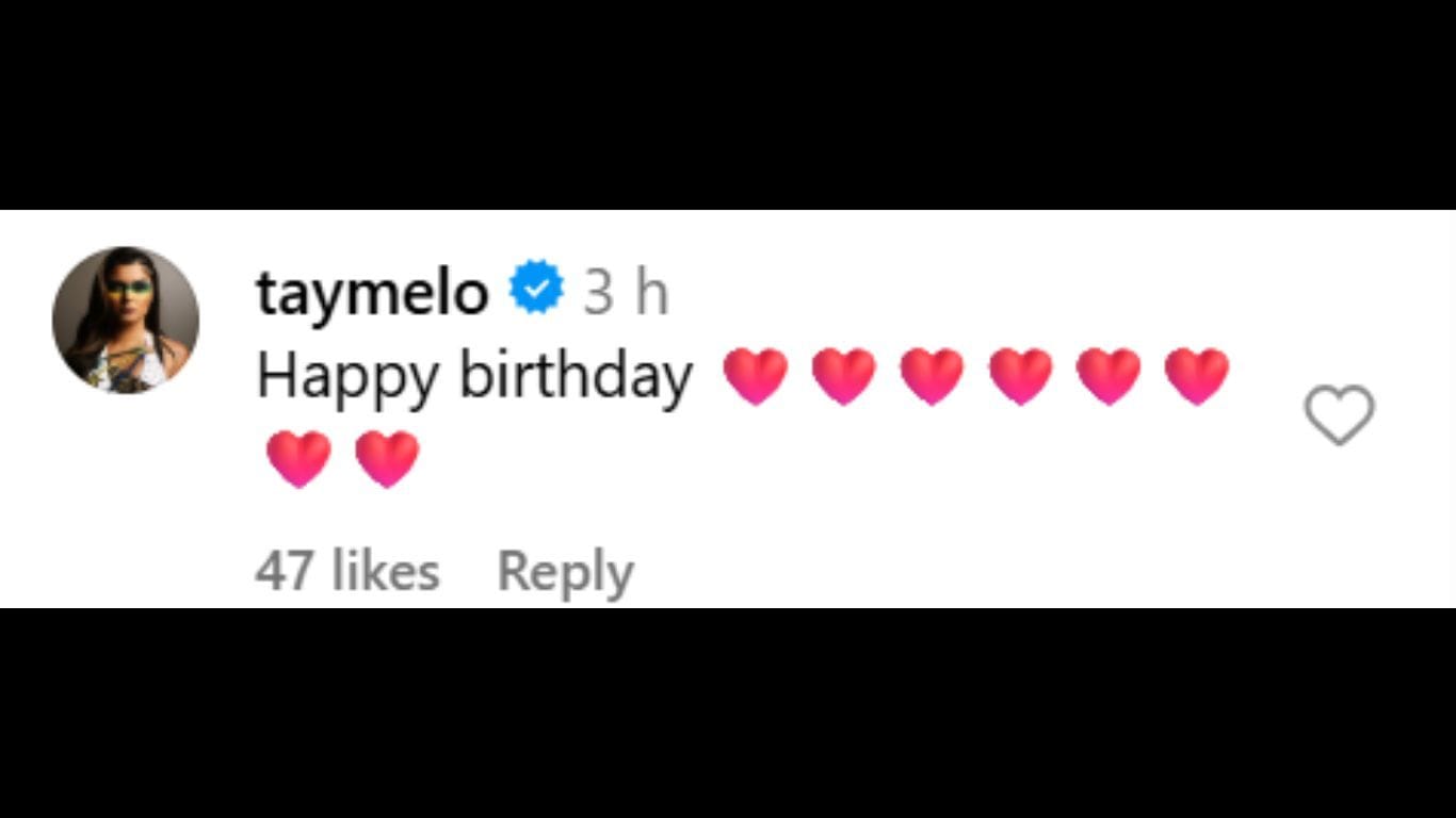 Tay Melo&#039;s comment [Screengrab taken from Instagram]
