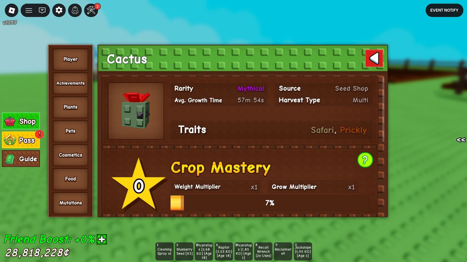Cactus is one of the easiest safari plants to get (Image via Roblox)