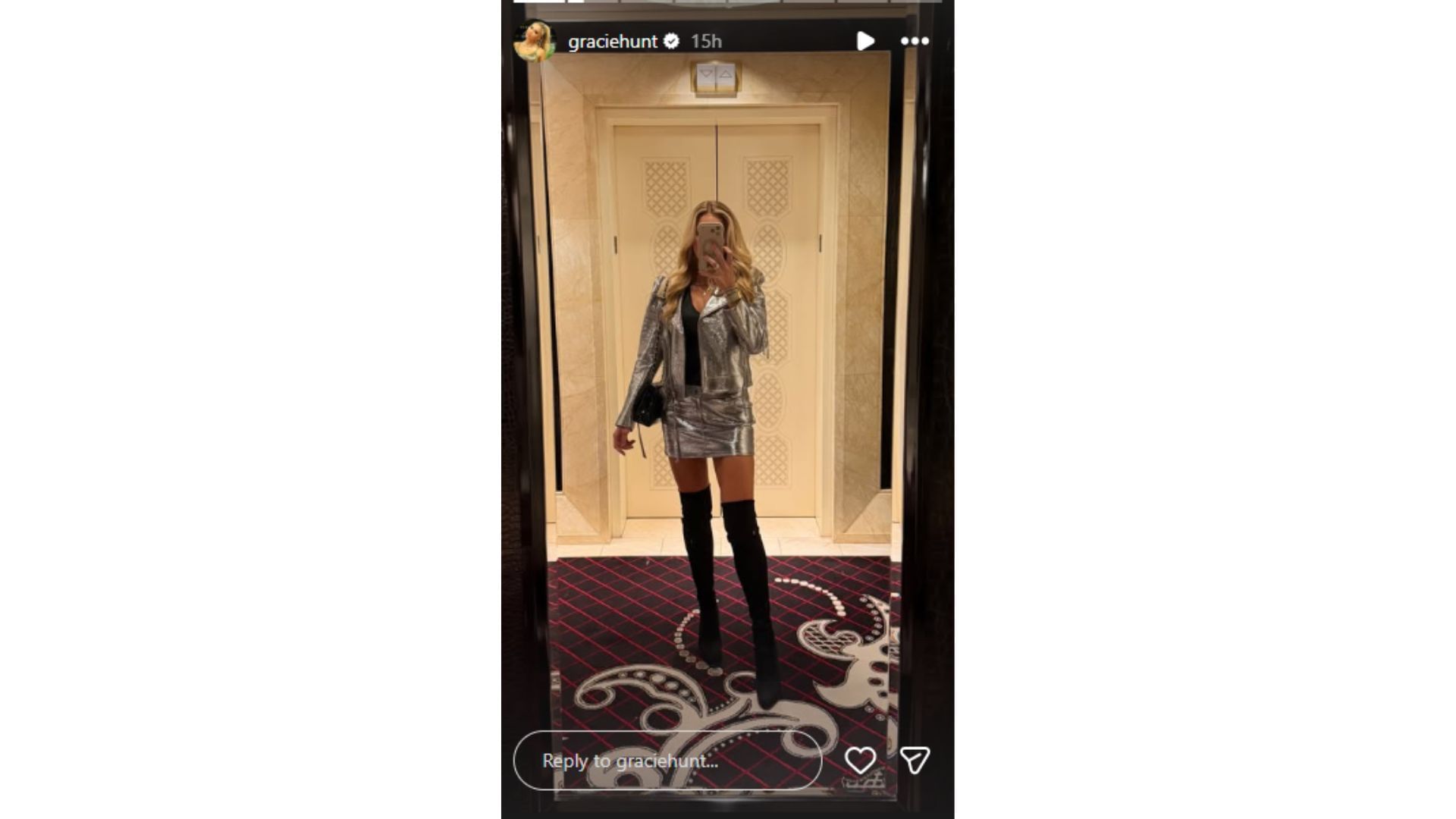 Hunt showed off her outfit for the F1 race. (Credit: @graciehunt)