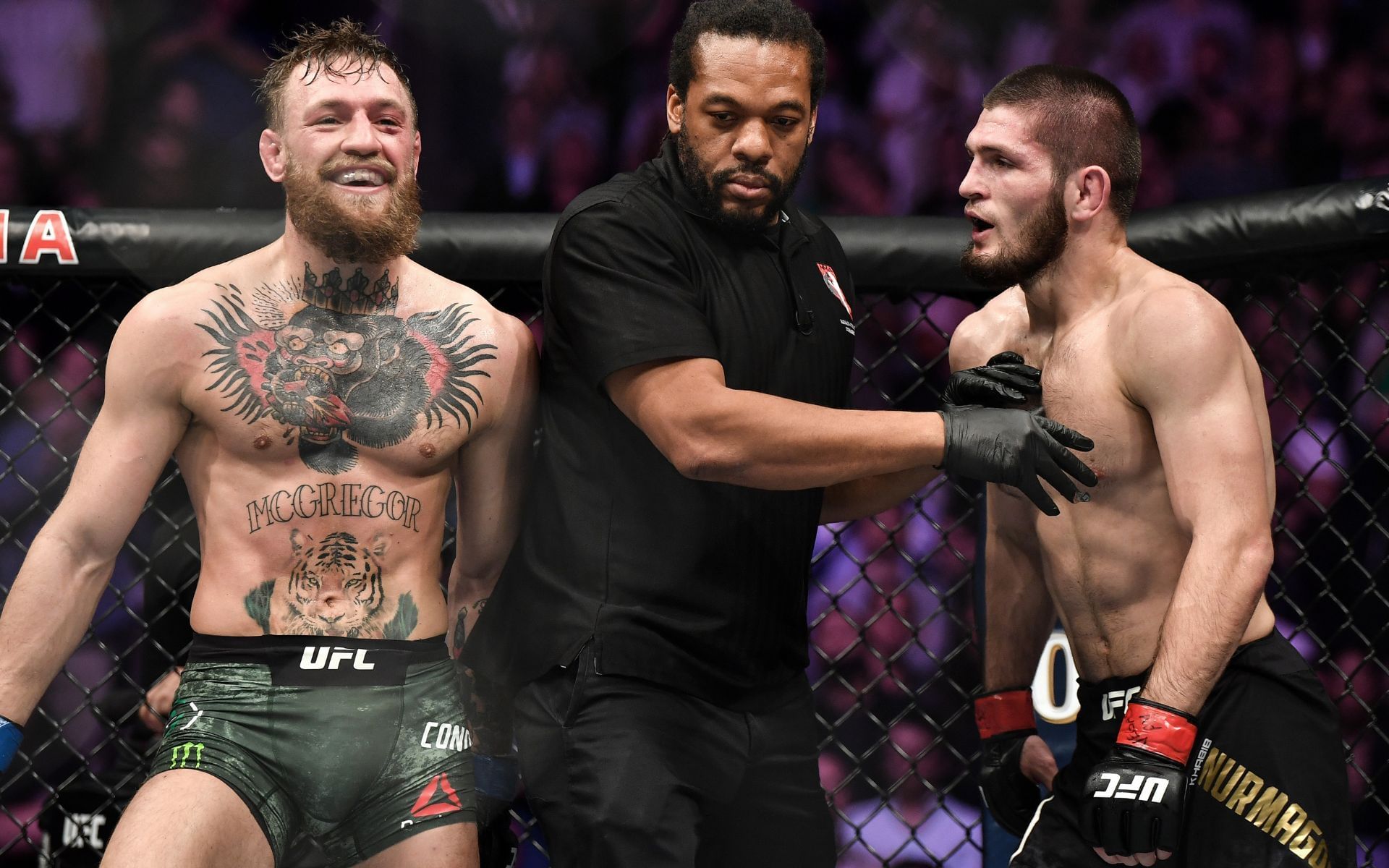 Conor McGregor and Khabib Nurmagomedov in action at UFC 229. [Images courtesy: Getty]