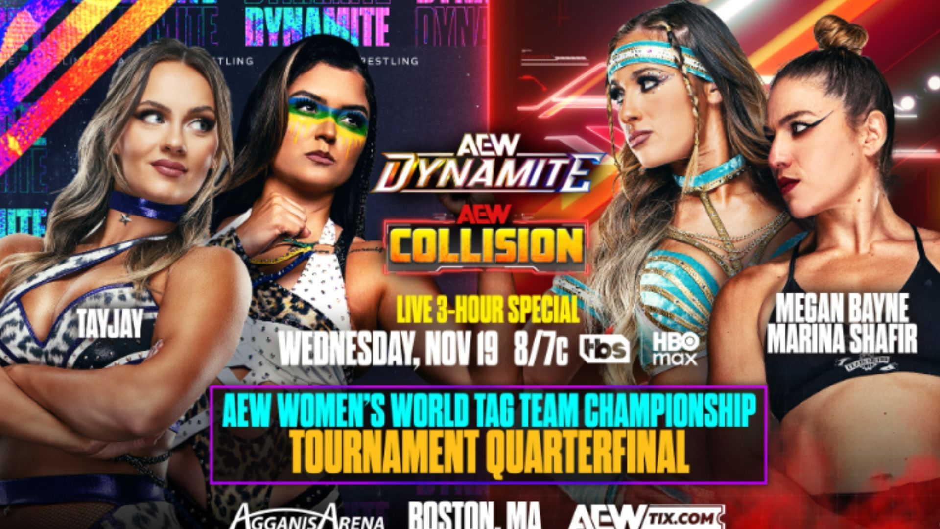 Match graphic for TayJay vs Bayne/Shafir [Image Credits: AEW's X profile]
