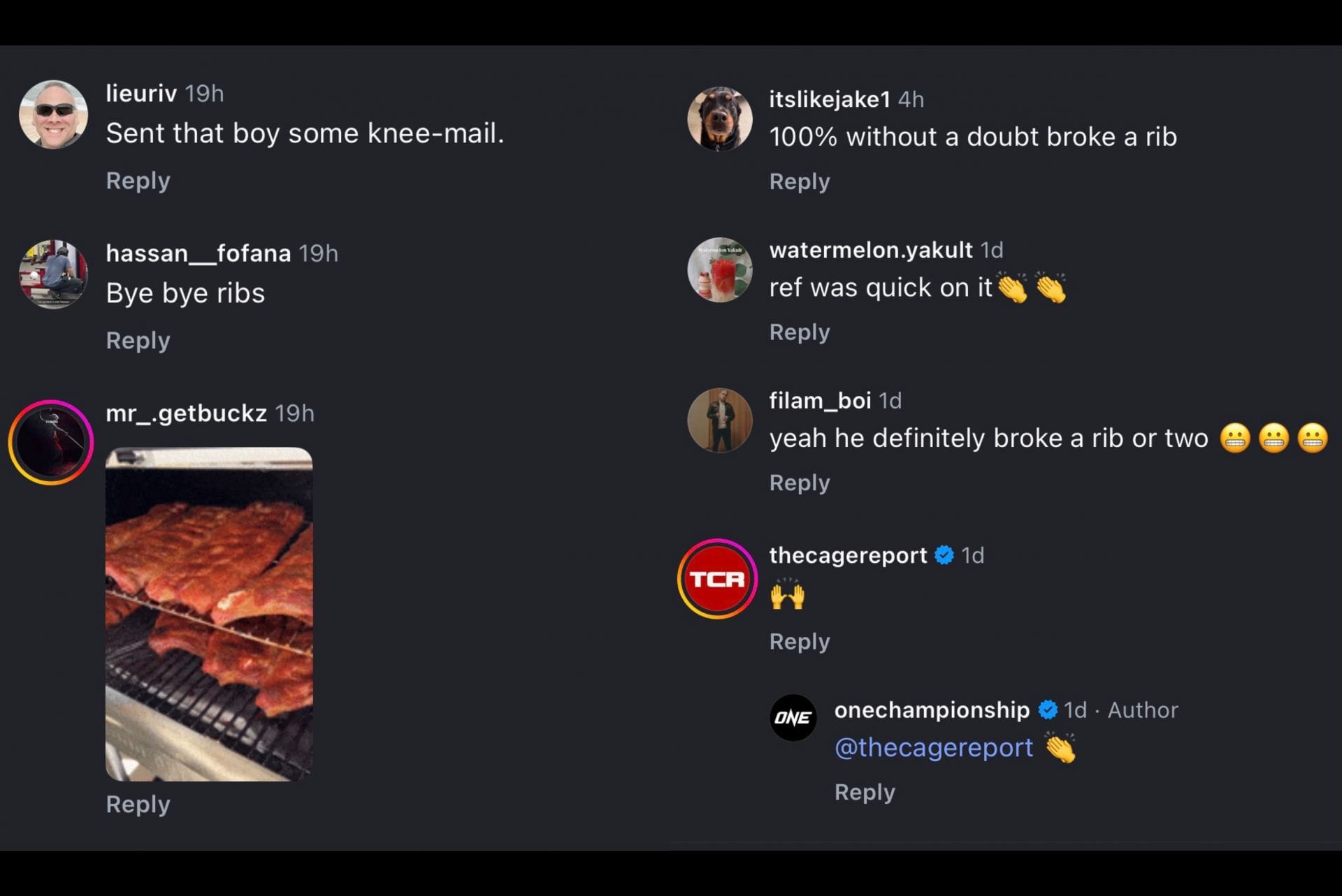 Screenshot from the original post [Screenshot from Instagram @onechampionship]