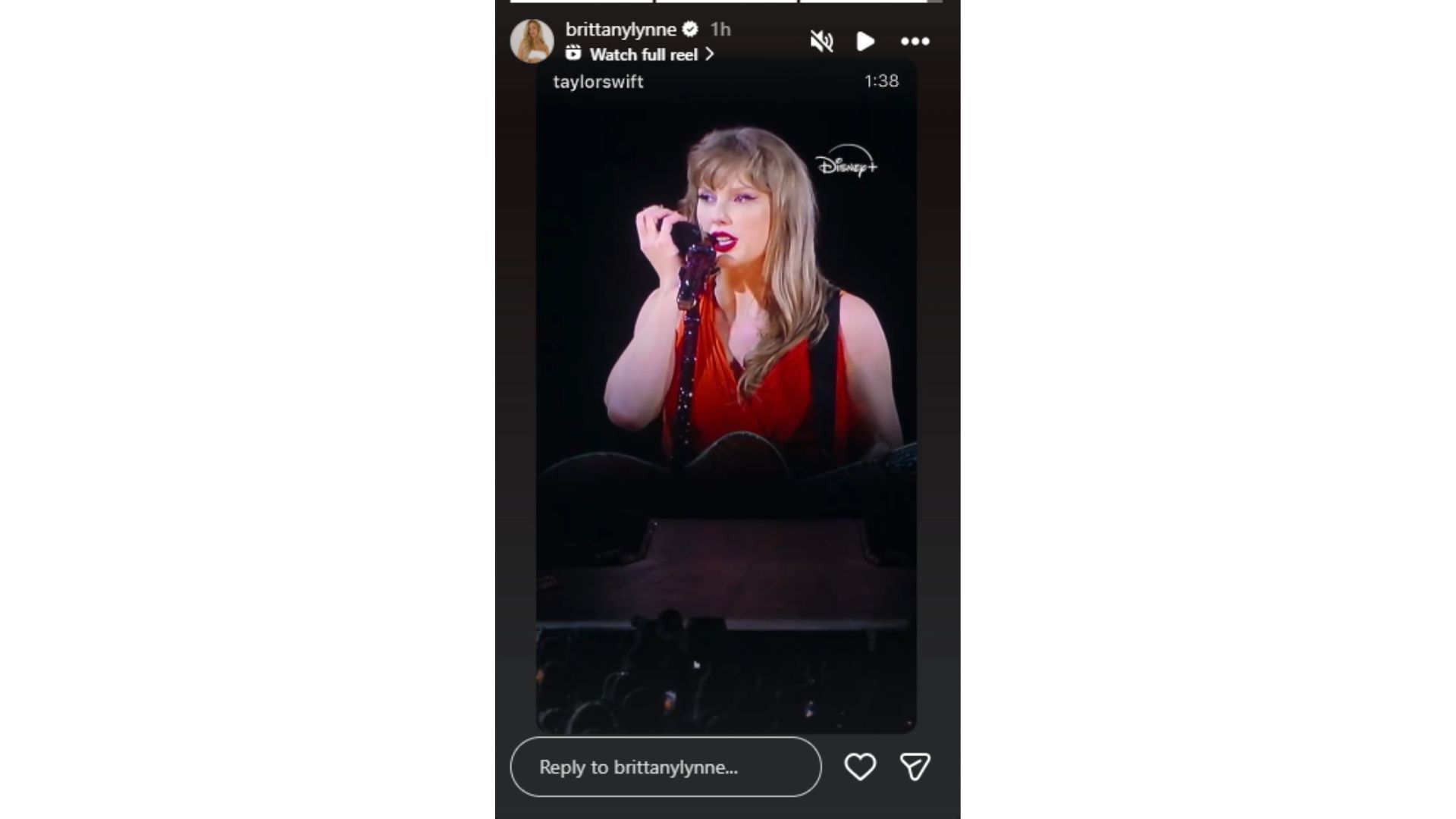 Patrick Mahomes&#039; wife Brittany showed her support for Taylor Swift&#039;s latest project. (Photo via Brittany Mahomes&#039; Instagram Story)