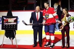 Carey Price's wife Angela reacts to his ex-teammate Jeff Petry's 1,000 NHL game ceremony hosted by Panthers