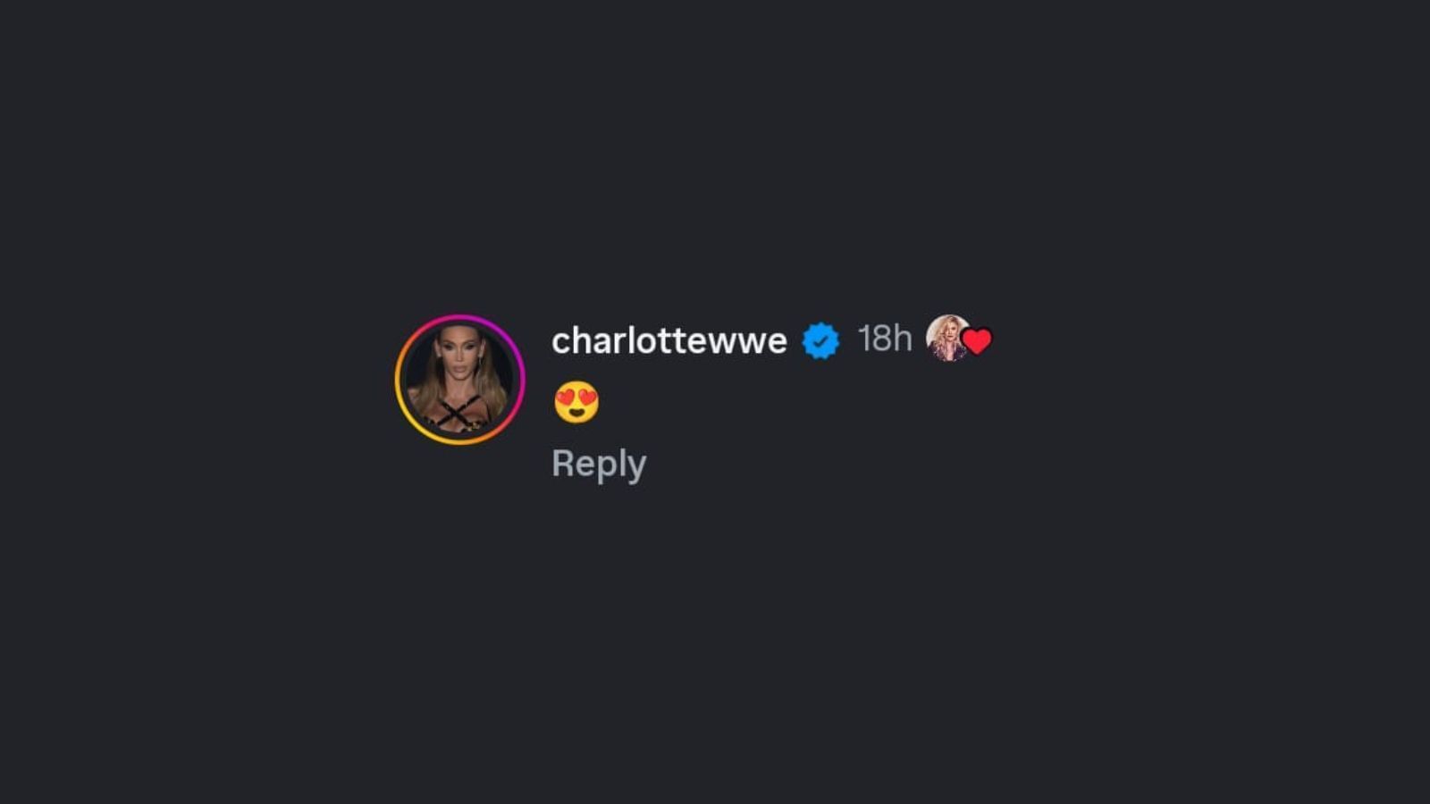Charlotte Flair's comment [Image via Paquette's Instagram]