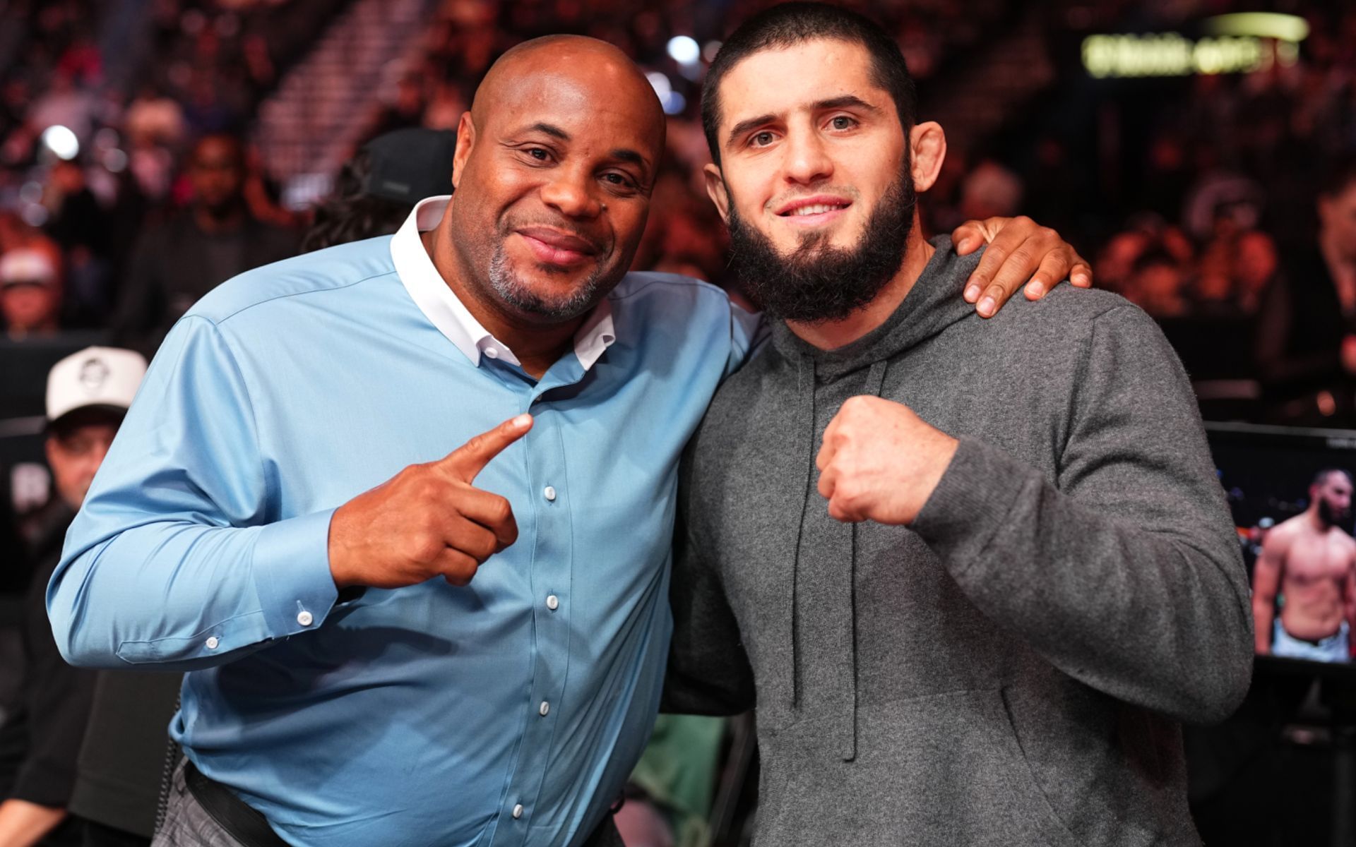 Daniel Cormier (left) details one record of his that Islam Makhachev (right) can;t break. [Image courtesy: Getty Images]