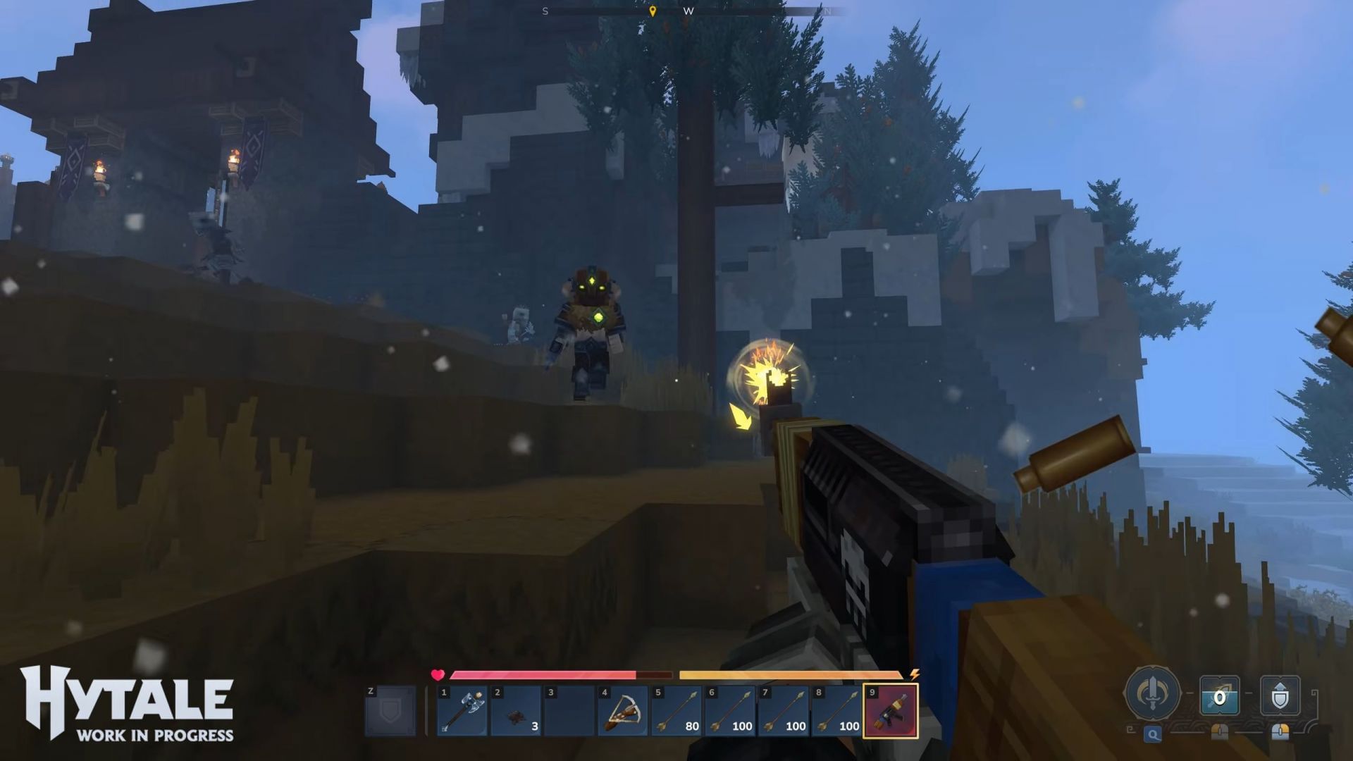 Do Hytale sú pridané aj moderné zbrane (obrázok cez YouTube/Hytale)