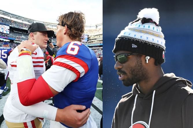 Shedeur Sanders turns heads at Giants Stadium to watch Jaxson Dart take on Mac Jones-led 49ers during Browns BYE Week