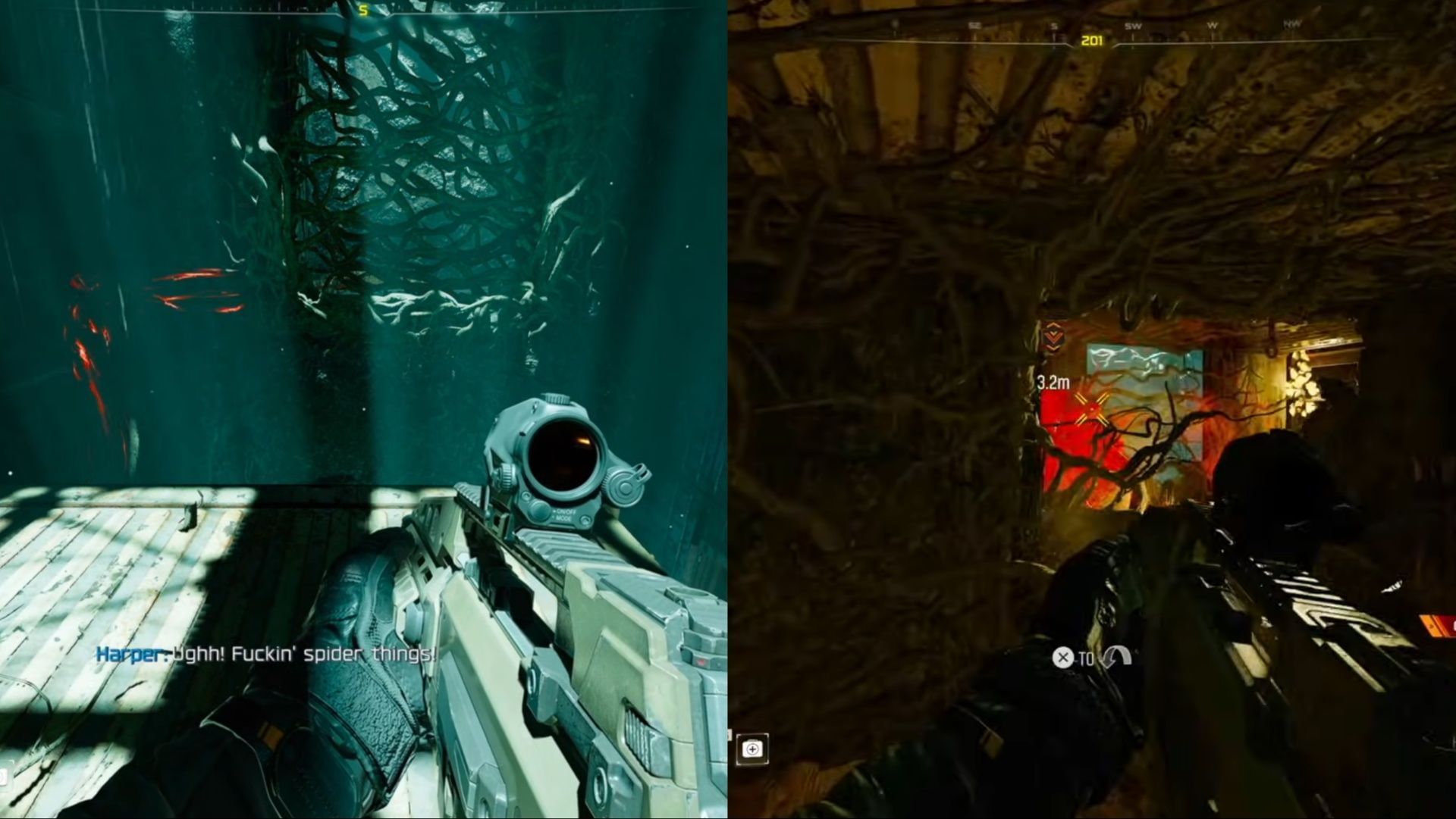 Destroy the vine to clear the path in Black Ops 7 Distortion mission (Image via Activision || YouTube/@dkdynamite1)