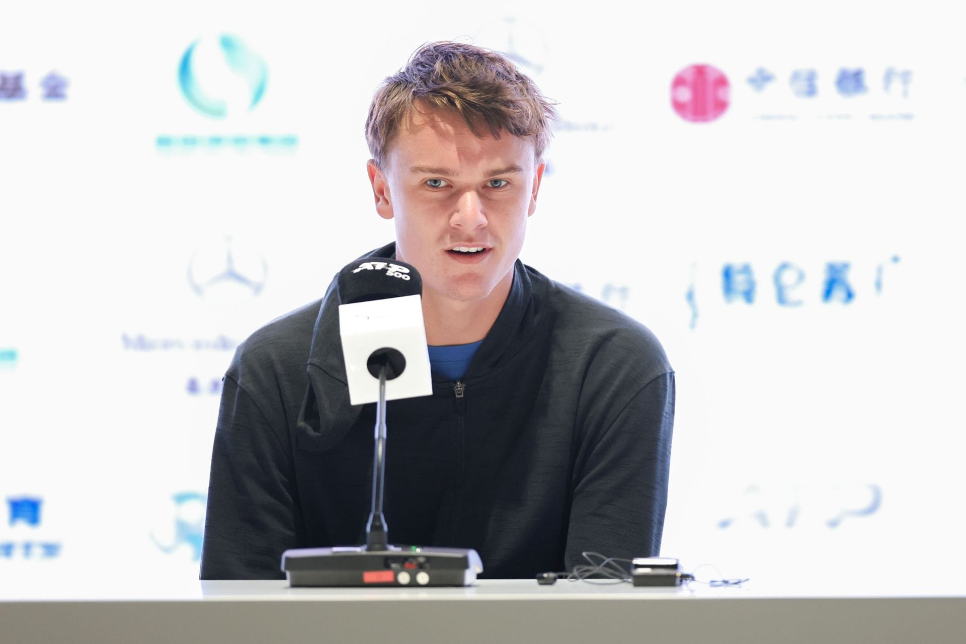Holger Rune during a press conference at the 2023 China Open (Source: Getty)