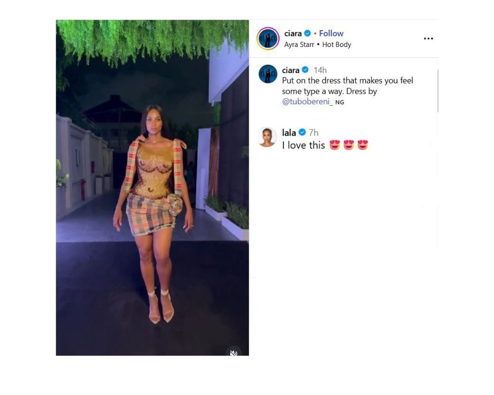La La Anthony gushes over Russell Wilson’s wife Ciara flaunting a body-con glittery dress at Lagos Fashion Week [IG/@ciara]