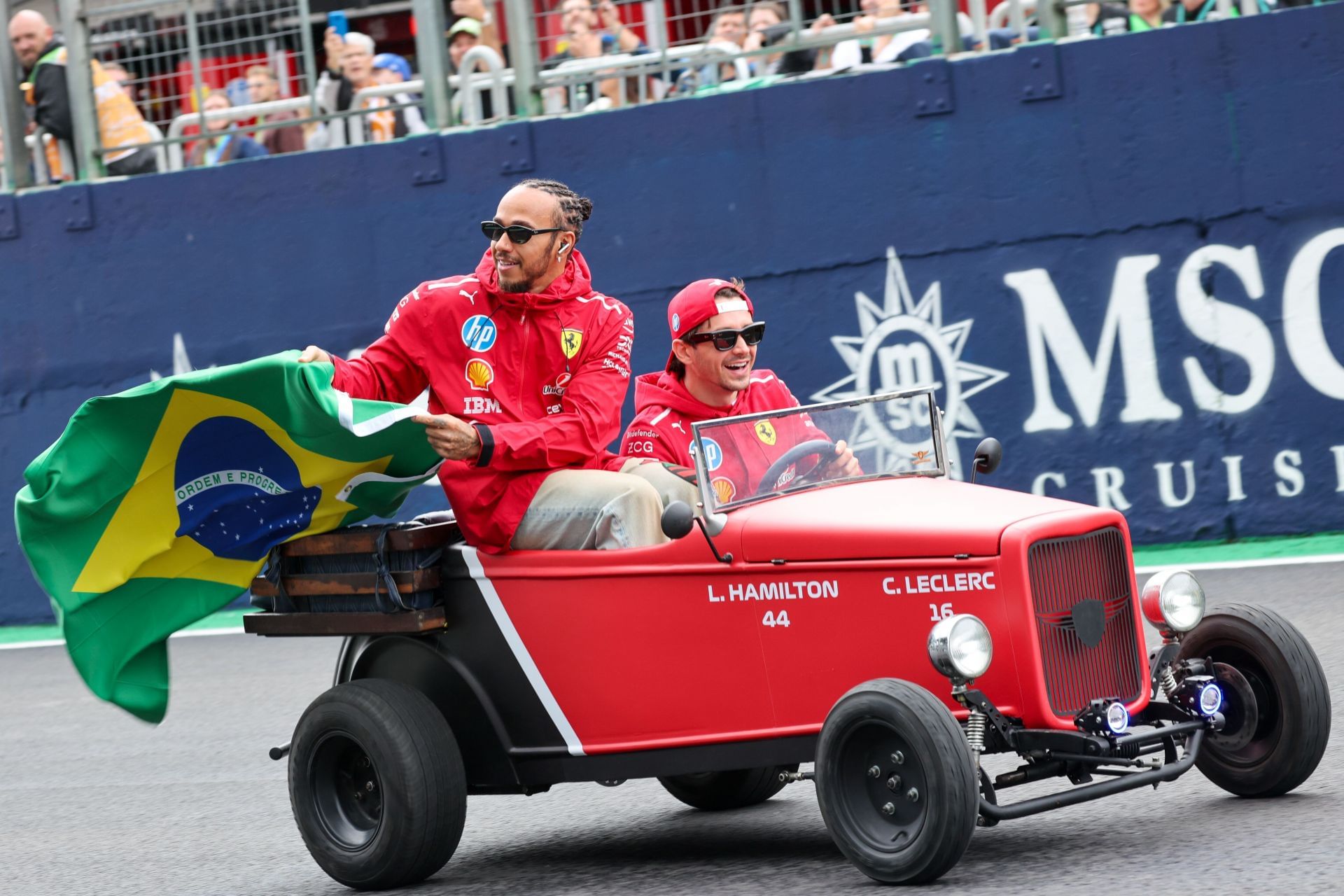 Lewis Hamilton and Charles Leclerc at the F1 Grand Prix of Brazil - Source: Getty