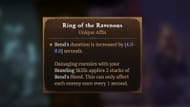 The Unique Effect of the Ring of the Ravenous constantly buffs the bleed effect of the Rend skill (Image via Blizzard Entertainment)