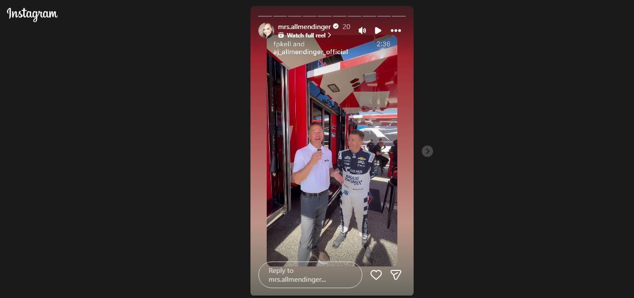 AJ Allmendinger interview during preseason testing for the Rolex 24. Image: Screenshot via @mrs.allmendinger on Instagram