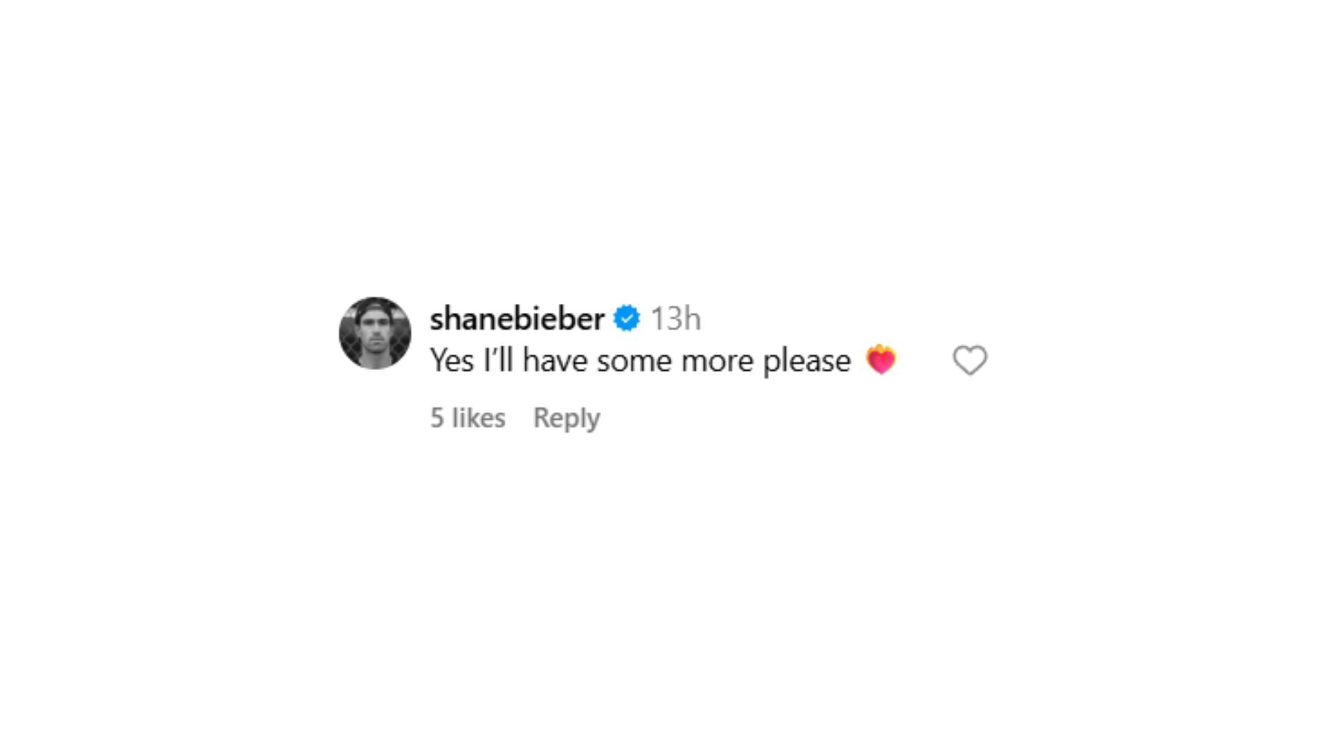 Shane Bieber&#039;s comment on wife Kara&#039;s carousel post (Source: Instagram @karamaxinebieber)