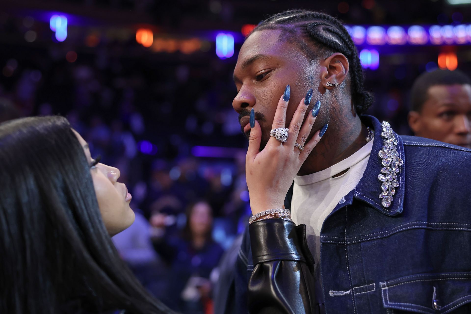 Cardi B (L) and Stefon Diggs (R) at the Boston Celtics v New York Knicks game - Source: Getty