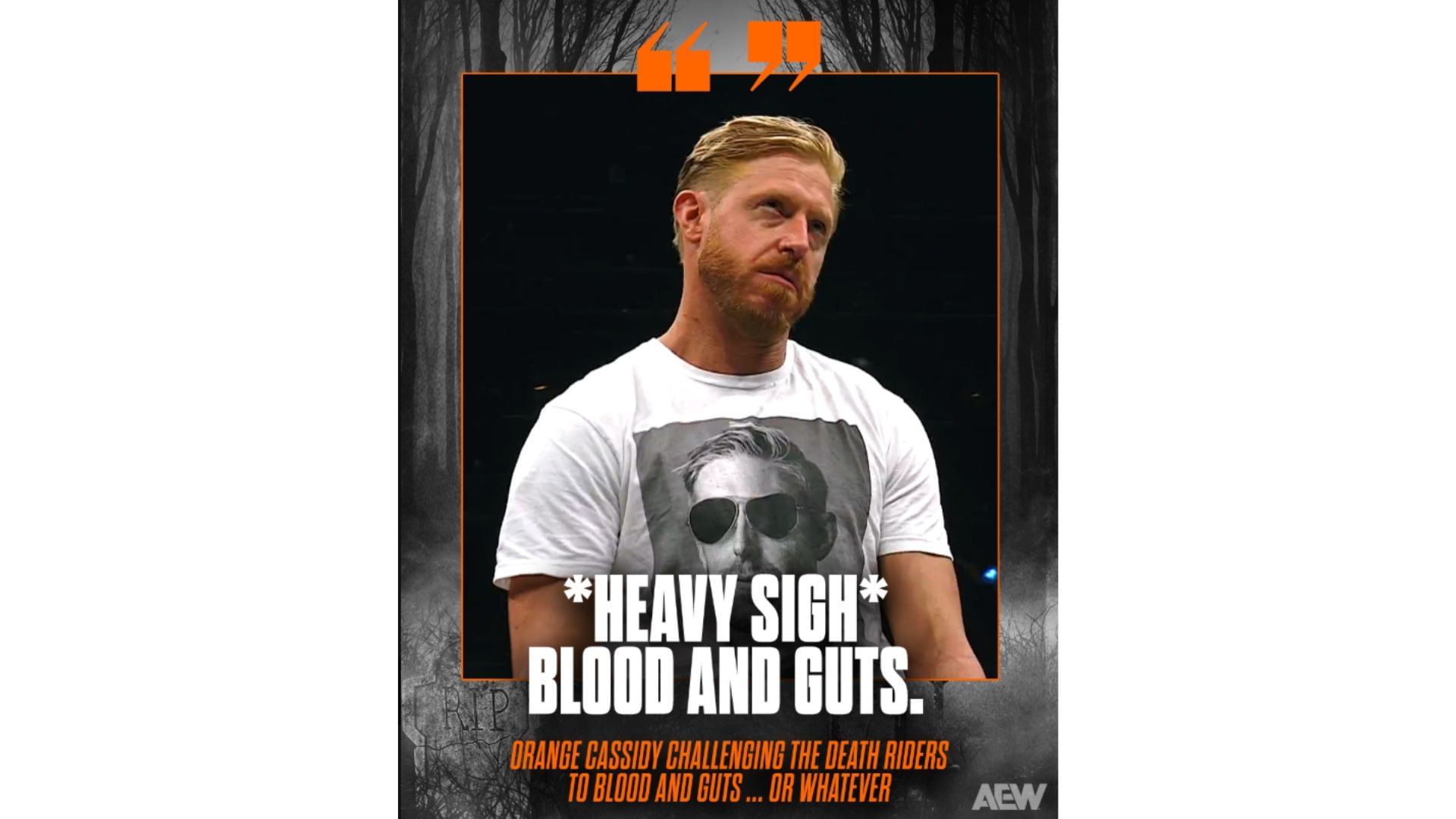 Orange Cassidy issuing the challenge for Blood and Guts [Image Credit: @AEW on X]