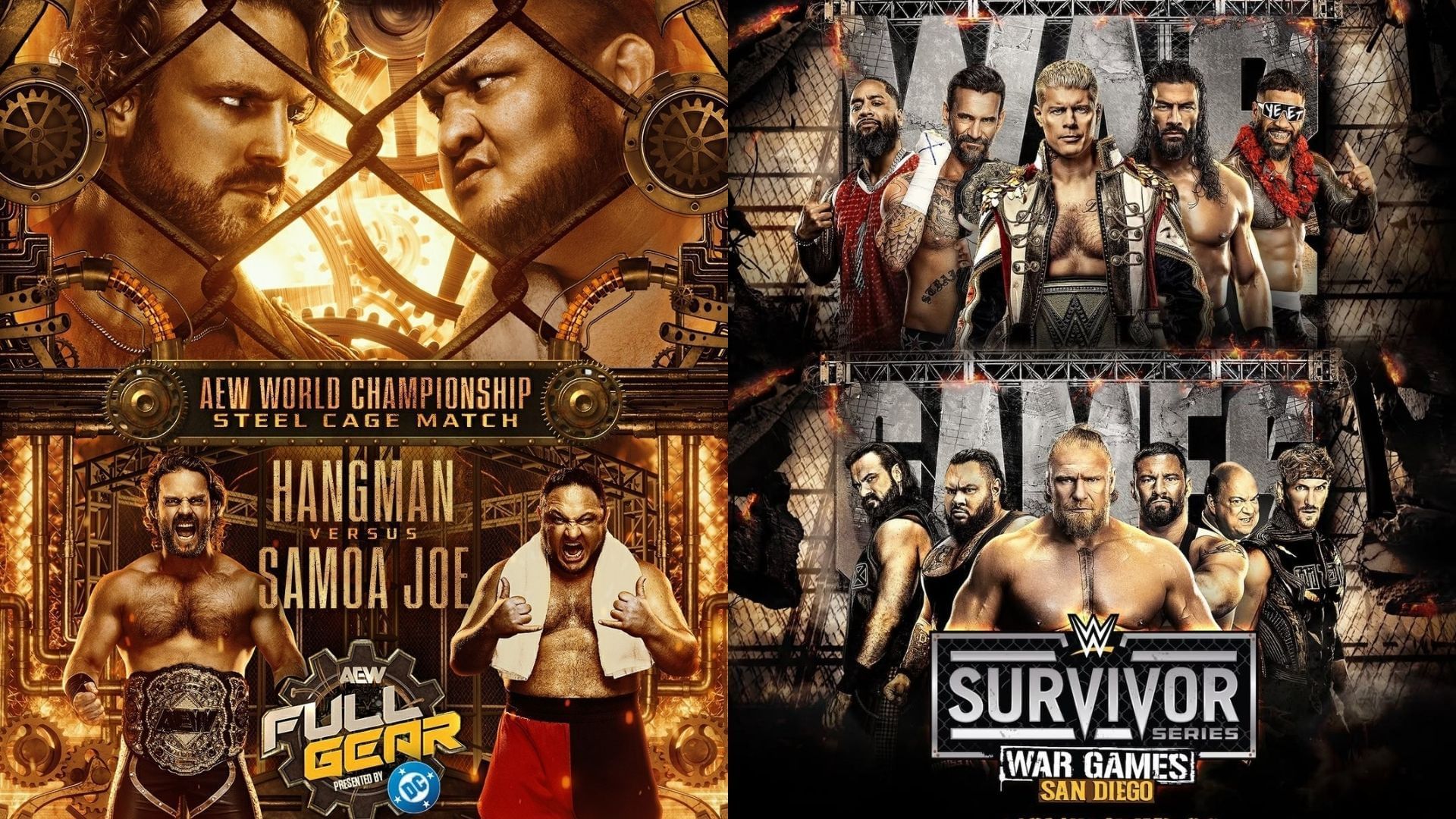 AEW Full Gear and WWE Survivor Series posters (Image via AEW and WWE