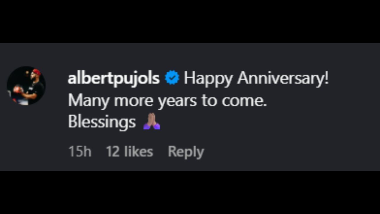 Screenshot of Albert Pujols&#039; comment on Adrian Beltre&#039;s Instagram post (Image from - Instagram.com/@beltrea29)