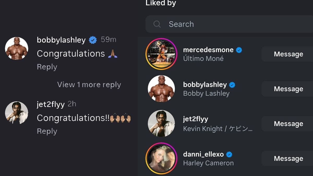 AEW stars react to Lash Legend and Trick Williams&#039; engagement (Image via @lashlegendwwe on Instagram)