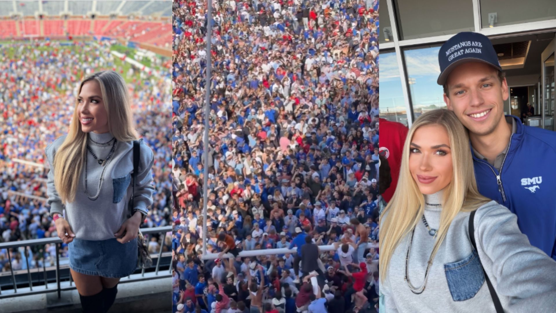 A look at Hunt&#039;s time at the SMU game. (Photos via Gracie Hunt&#039;s Instagram)