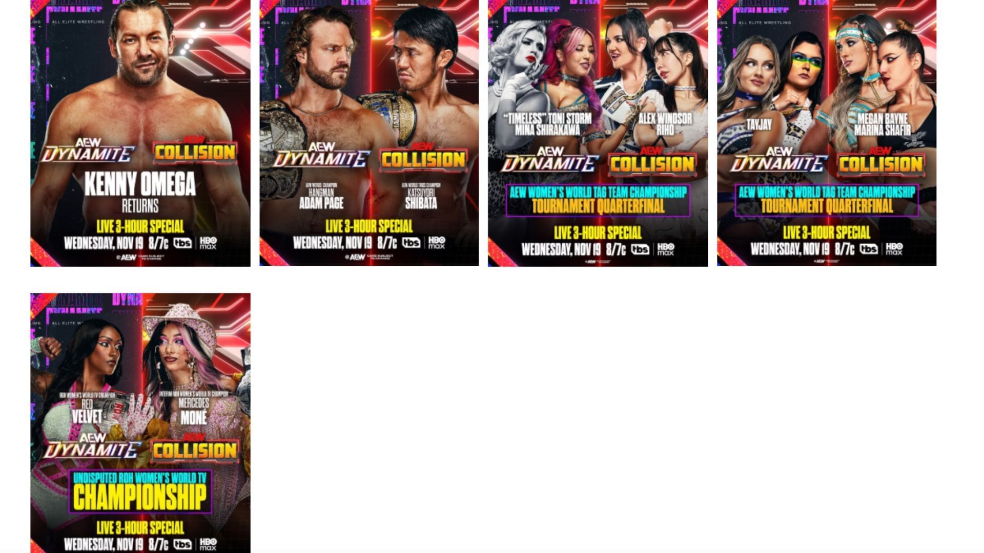 Announcements for this week&#039;s Dynamite-Collision special [Image Credits: allelitewrestling.com]