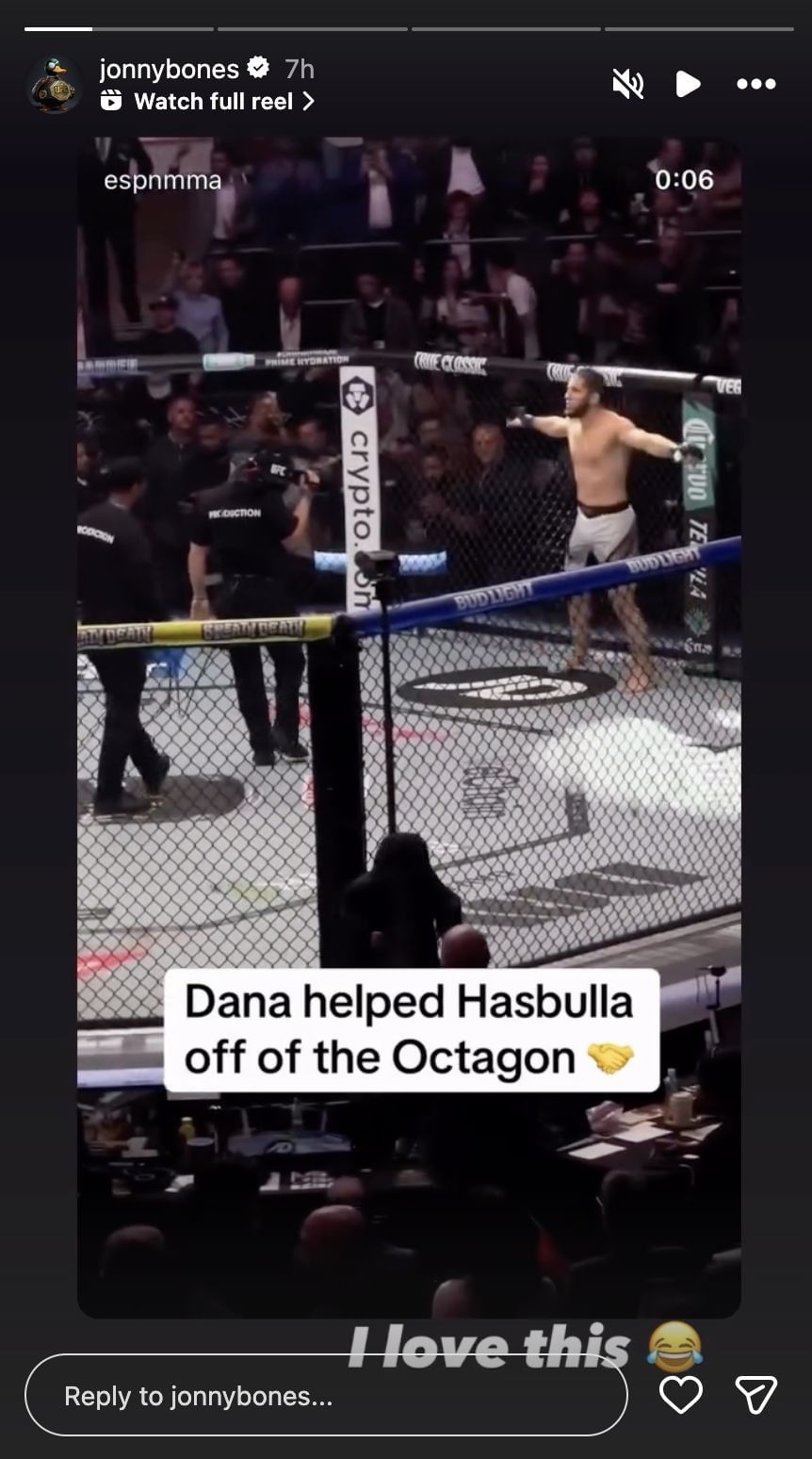 Jon Jones shared this story on Instagram (Source: Jon Jones on Instagram @jonnybones)