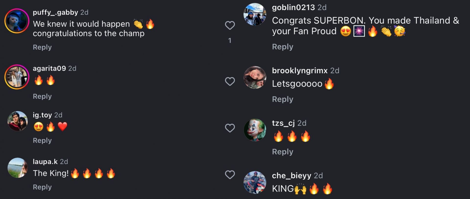 Screenshots from ONE Championship's Instagram (@onechampionship)